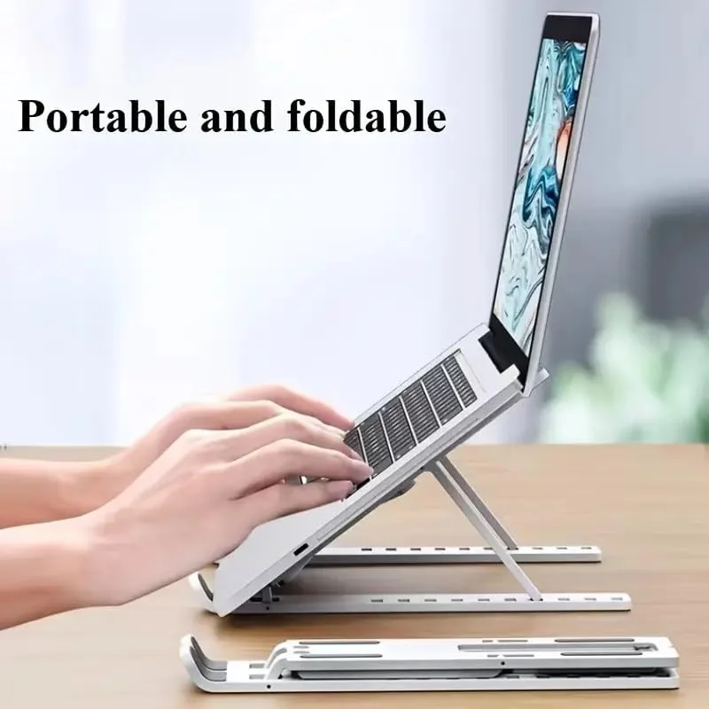 پایه لپ تاپ قابل تنظیم، تاشو و قابل حمل، با 10 سطح پشتیبانی زاویه، نگهدارنده پایدار برای میز، جهانی برای لپ تاپ ها و تبلت ها، ایده آل برای خانه، دفتر، مسافرت