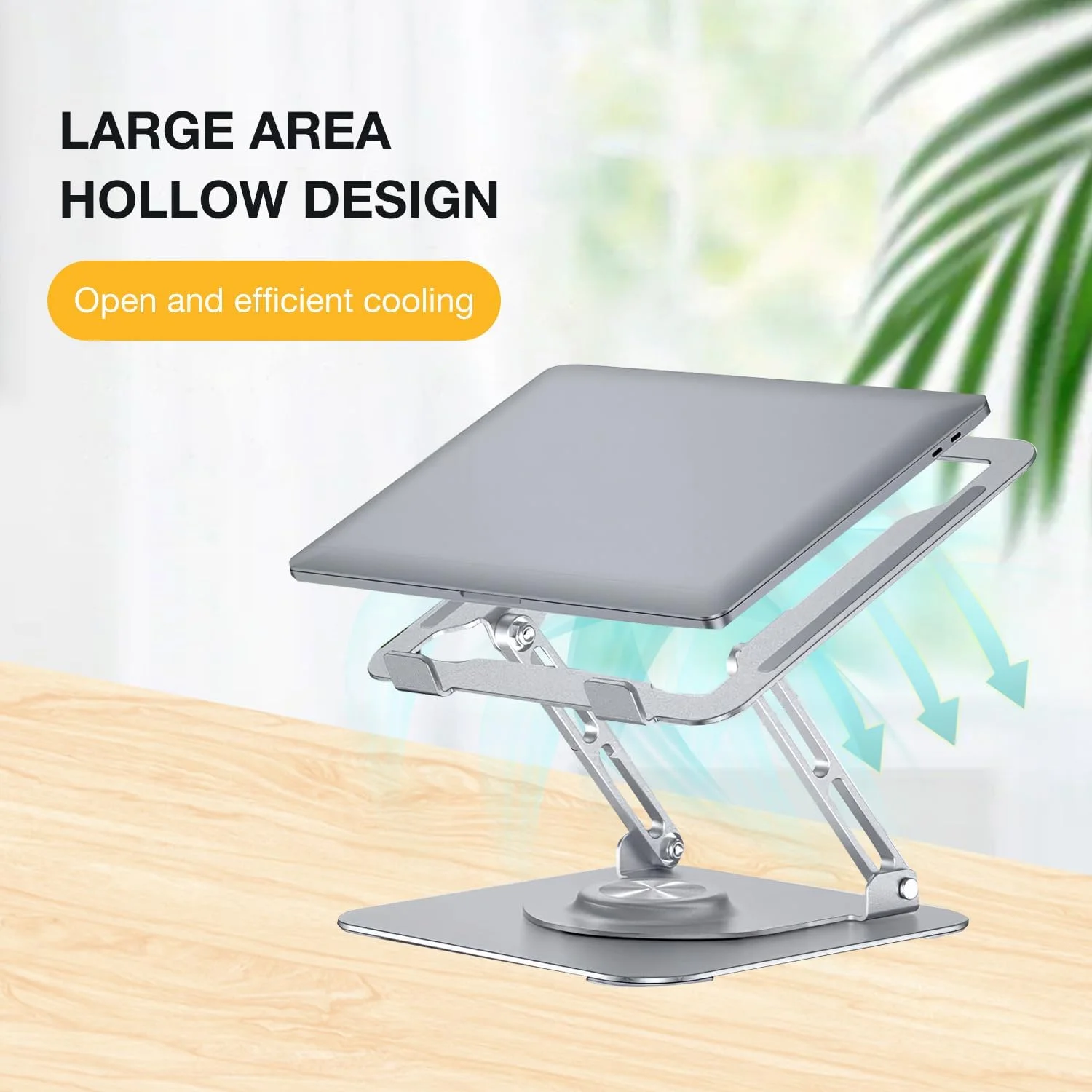 پایه لپ تاپ ACO برای لپ تاپ های اچ پی، دل با قابلیت چرخش 360 درجه، طراحی توخالی با مساحت بزرگ برای خنک سازی، جنس آلیاژ آلومینیوم، مناسب برای کار در دفتر (نقره ای)