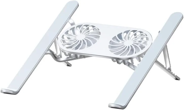 پایه لپتاپ قابل تنظیم با فن خنککننده USB، پایه کامپیوتر با دریچه حرارتی، تاشو و آلومینیومی بادوام (خاکستری) پایه لپتاپ قابل تنظیم با فن خنککننده USB، پایه کامپیوتر با دریچه حرارتی، تاشو و آلومینیومی بادوام (خاکستری)
