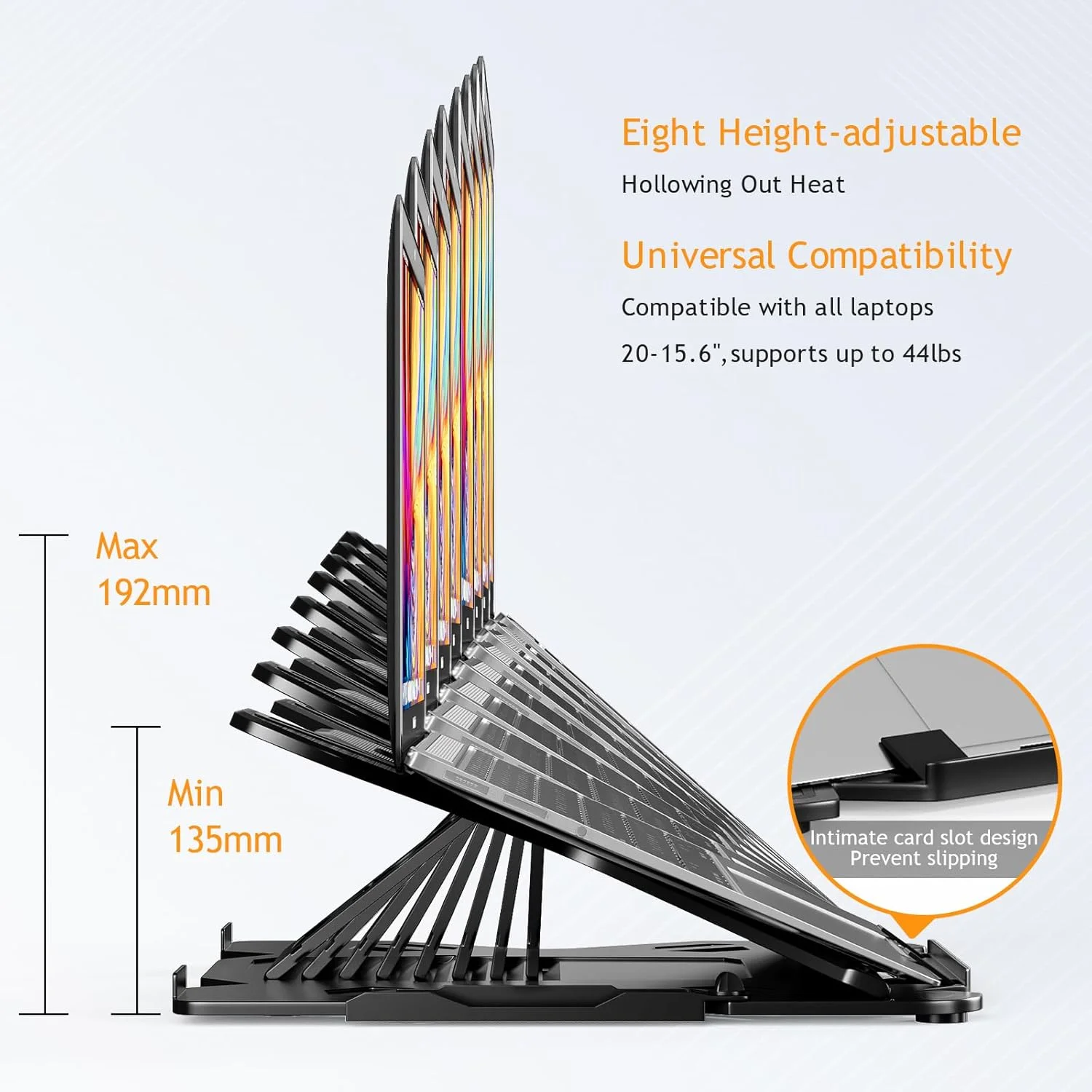 پایه لپ تاپ قابل تنظیم، پایه چند زاویه ای کامپیوتر با پایه تلفن، نگهدارنده لپ تاپ تاشو قابل حمل سازگار با لپ تاپ ها و تبلت های 10 تا 17 اینچی