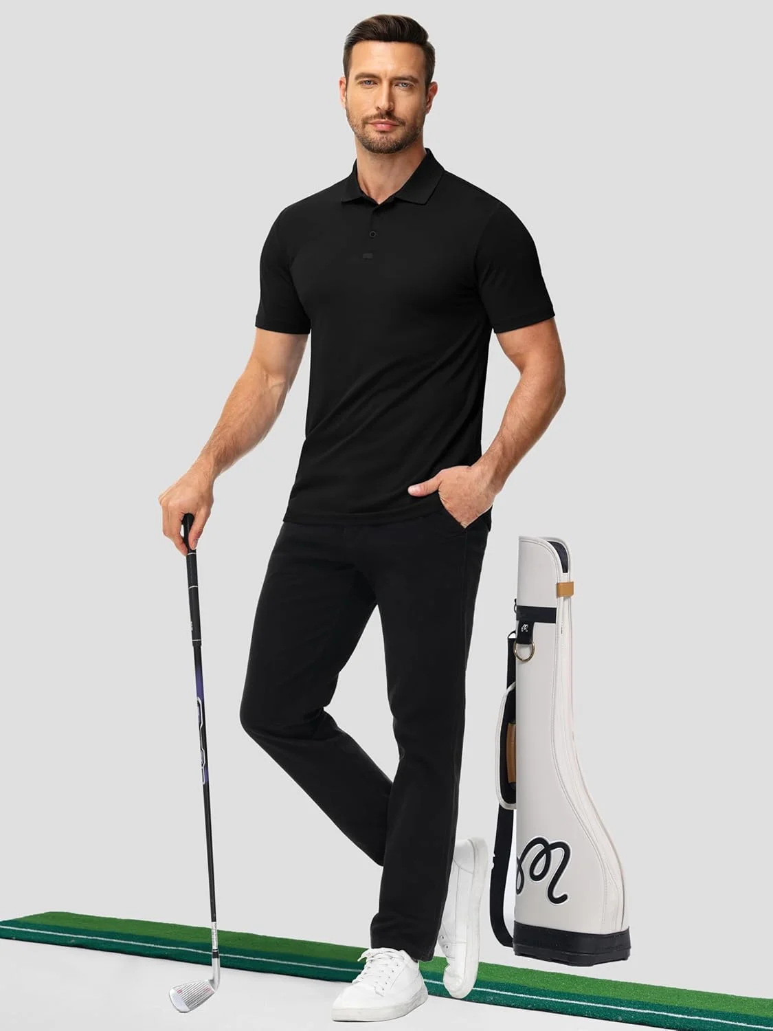 ست سه تایی پولوشرت مردانه، عملکرد عالی در گلف، ضد رطوبت، تنفس پذیر، پلی استر ورزشی مناسب کار و ورزش