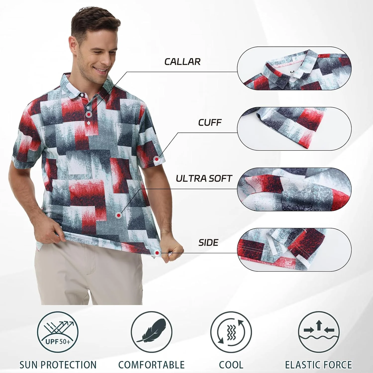 پولوشرت آستین کوتاه مردانه TIHEEN، سبک و خنک با قابلیت جذب رطوبت مناسب گلف