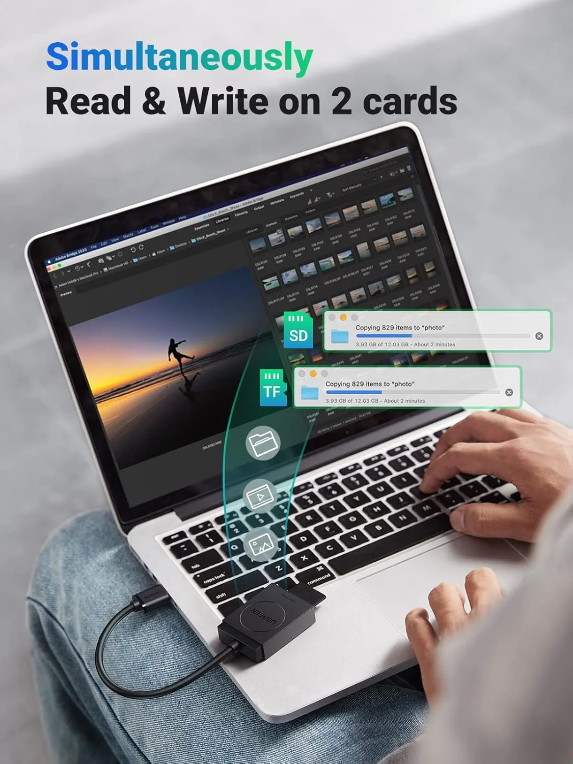 کارت خوان حافظه یوگرین USB 3.0 دو اسلاته برای کارت های حافظه فلش TF SD SDXC SDHC MMC RS-MMC Micro SDXC Micro SDHC UHS-I برای مک، ویندوز، لینوکس، کروم - قابلیت خواندن 2 کارت به طور همزمان کارت خوان حافظه یوگرین USB 3.0 دو اسلاته برای کارت های حافظه فلش TF SD SDXC SDHC MMC RS-MMC Micro SDXC Micro SDHC UHS-I برای مک، ویندوز، لینوکس، کروم - قابلیت خواندن 2 کارت به طور همزمان