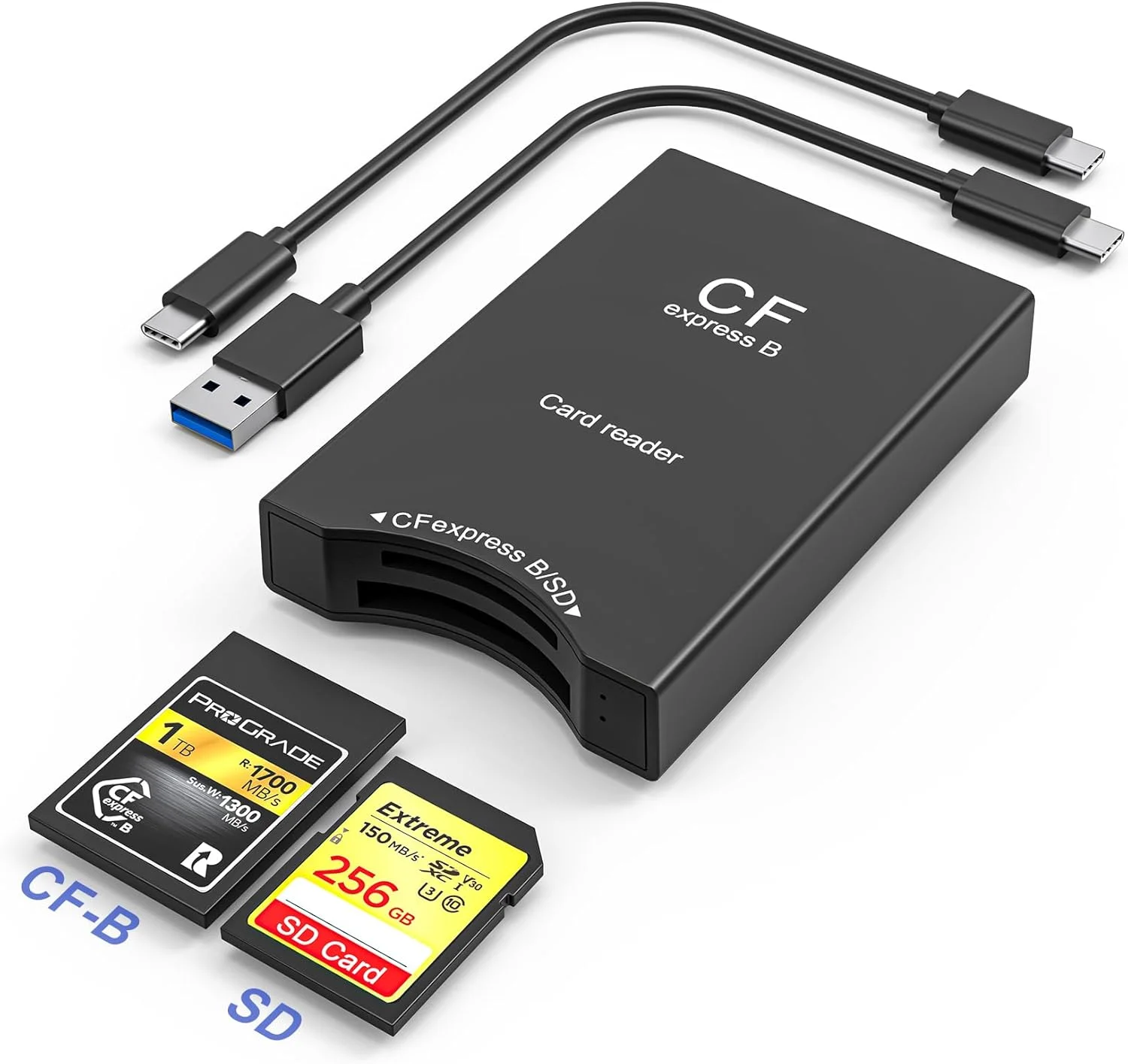 کارت خوان Cfexpress Type B و SD، آداپتور CF Express Type B 10Gpbs با کابل USB C به USB A، آداپتور SD به CF Express Type B، کارت خوان حافظه Cf Express Type B برای تلفن/لپ تاپ/تبلت/ویندوز