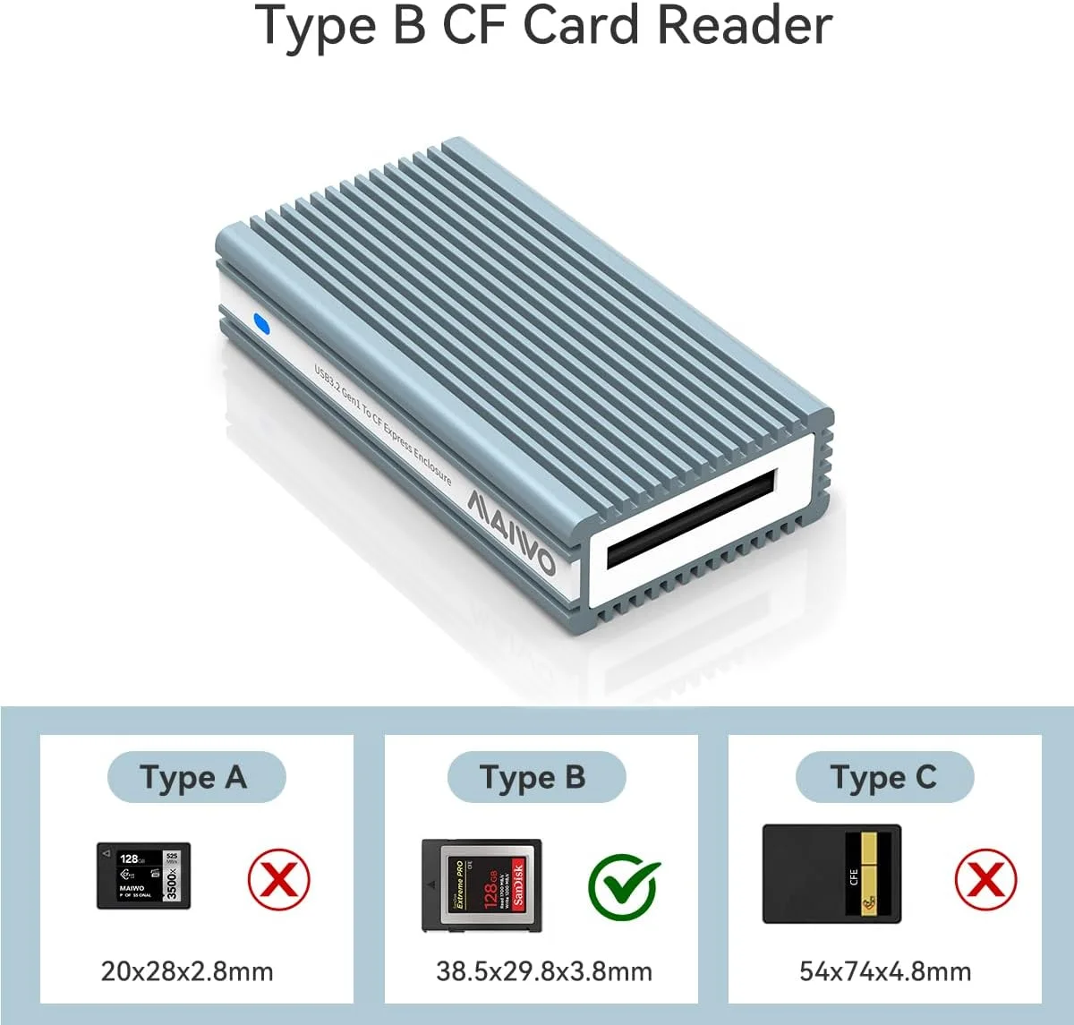 کارت خوان CF Express، آداپتور MAIWO CF Express Type-B با رابط USB 3.1 Gen 2 10Gbps، پشتیبانی از ویندوز/مک/لینوکس/اندروید، برای فیلمسازان و عکاسان حرفه ای