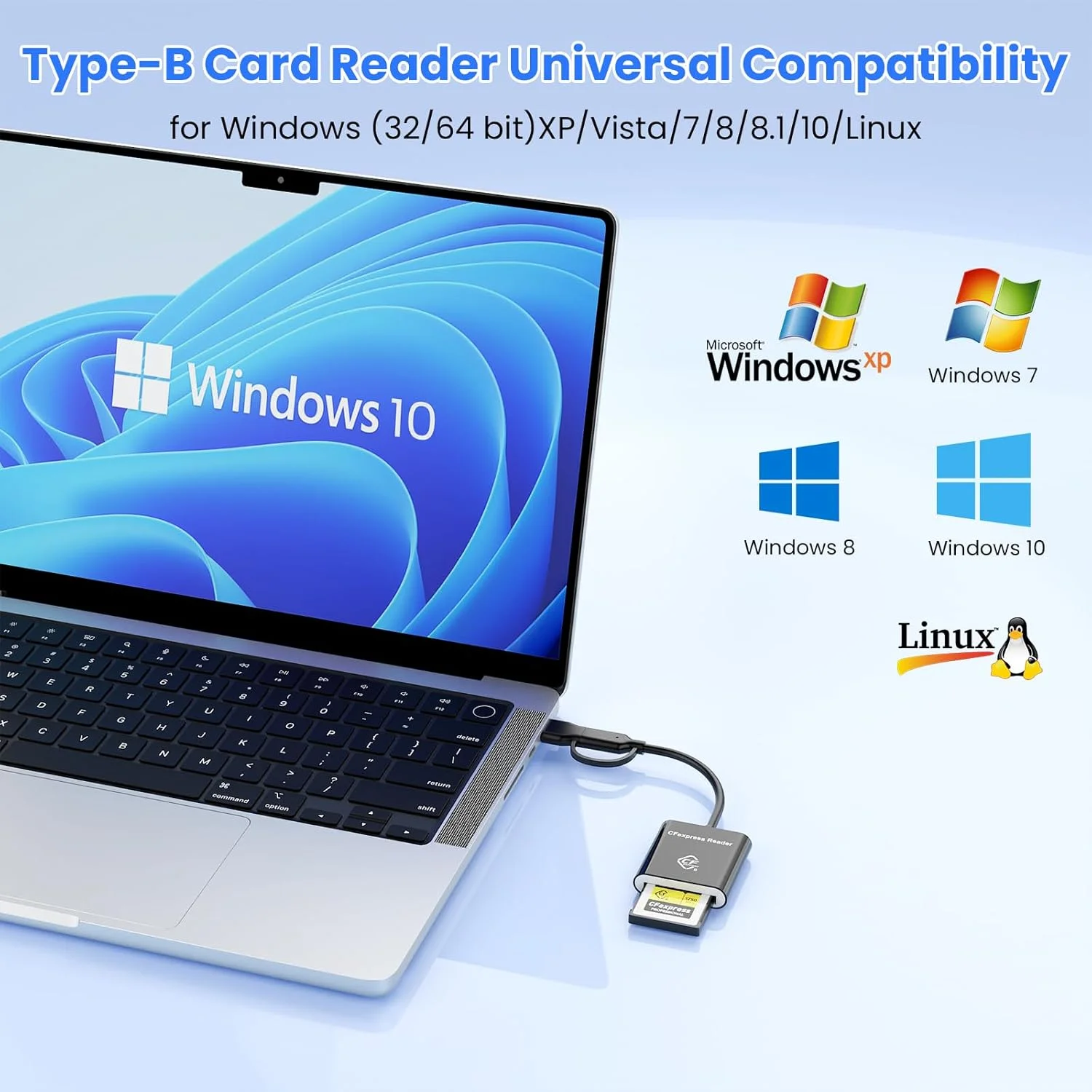 کارت خوان CFexpress Type B دو در یک USB C/USB A، آداپتور CFexpress USB 3.2 (Gen 2) 10Gbps برای آیفون 16/15، آیپد پرو، سامسونگ، لپتاپها، تبلتها، با قابلیت اتصال و پخش در ویندوز/مک/لینوکس/اندروید کارت خوان CFexpress Type B دو در یک USB C/USB A، آداپتور CFexpress USB 3.2 (Gen 2) 10Gbps برای آیفون 16/15، آیپد پرو، سامسونگ، لپتاپها، تبلتها، با قابلیت اتصال و پخش در ویندوز/مک/لینوکس/اندروید