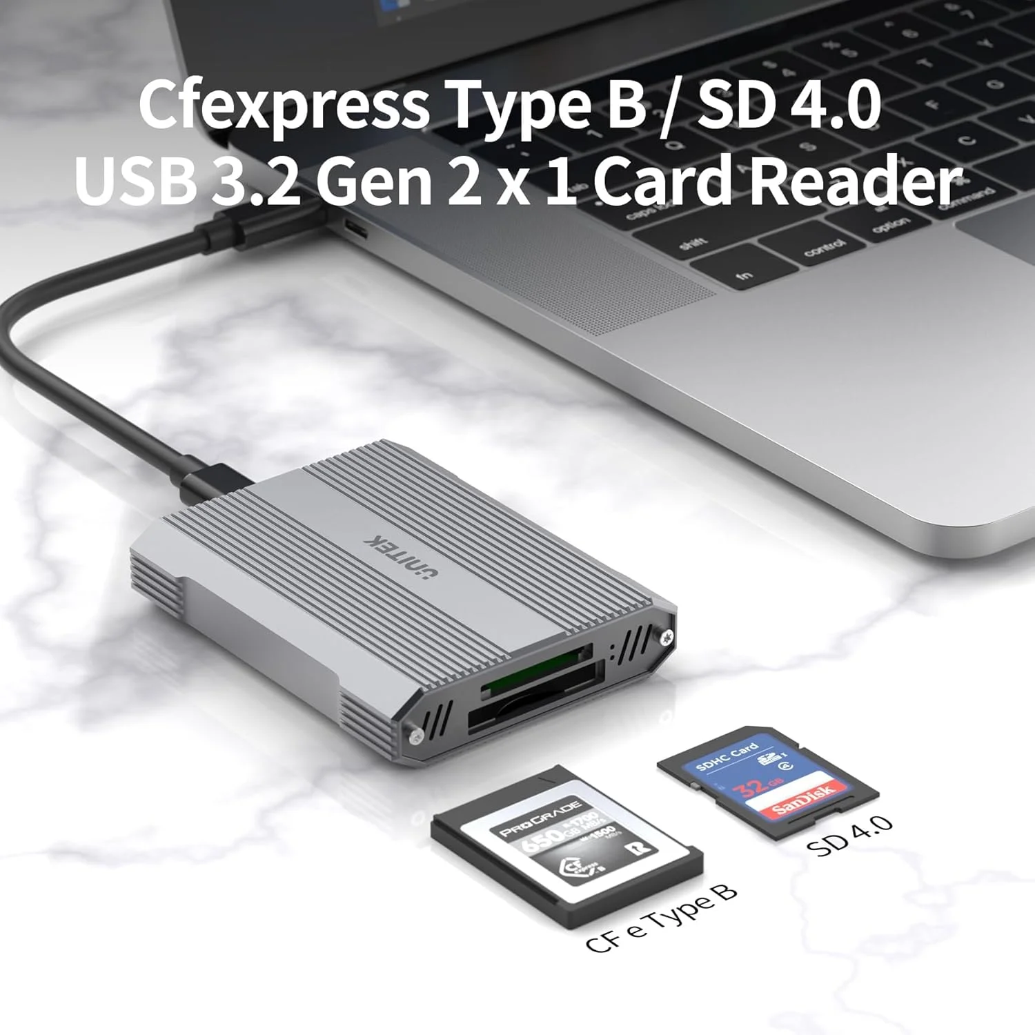 کارت خوان حافظه دوگانه CFexpress Type B و SD4.0 UHS-II، USB 3.2 Gen 2 با سرعت 10 گیگابیت بر ثانیه، کارت خوان CFexpress برای CFexpress Type B/SD/SDHC/SDXC/SDUC، اتصال و استفاده آسان، سازگار با ویندوز/مک/لینوکس/اندروید