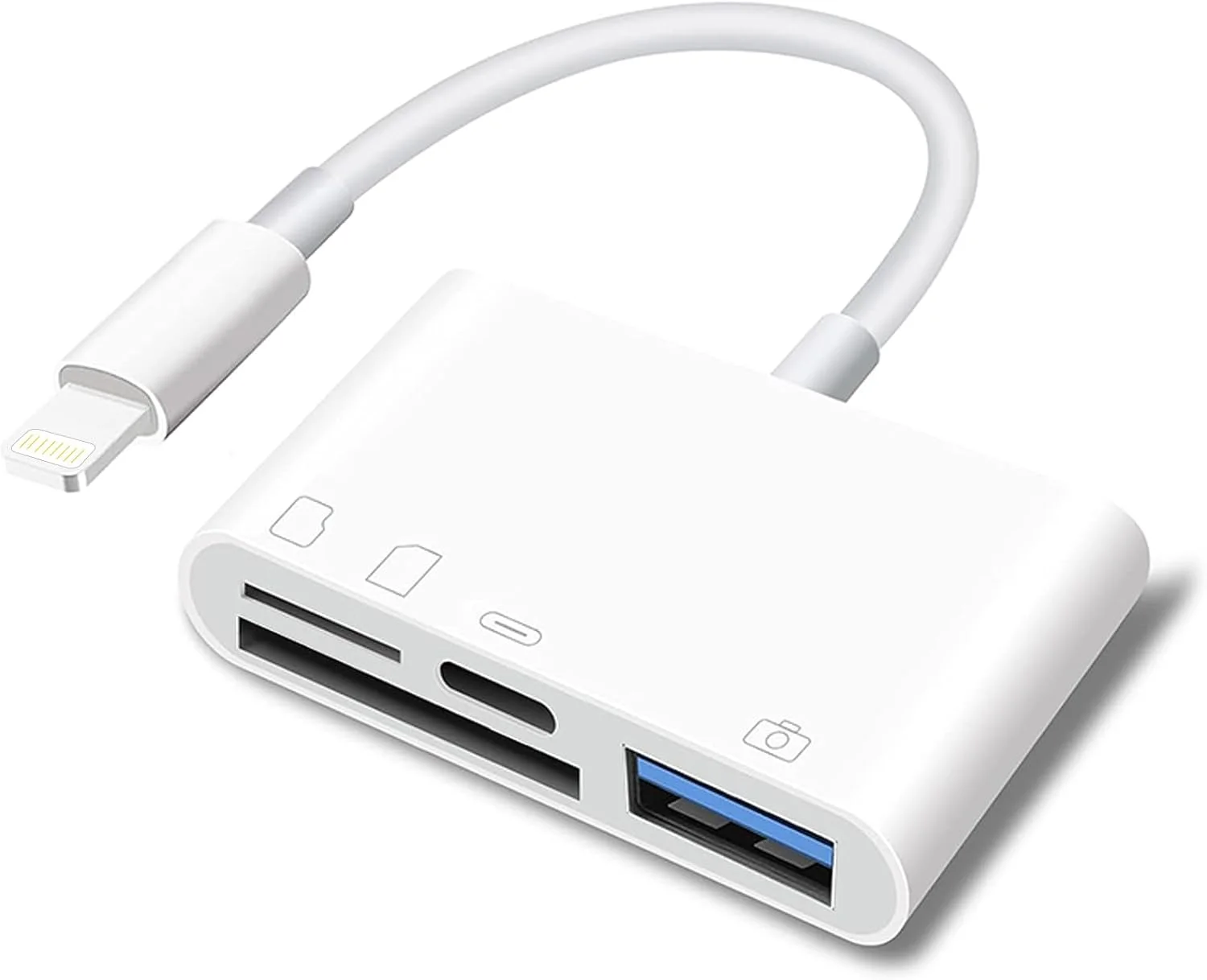 تبدیل کارت خوان SD برای آیفون لایتنینگ به آداپتور دوربین USB چهار در یک، سازگار با OTG ماده، کارت خوان حافظه میکرو SD TF برای آیپد با پورت شارژ