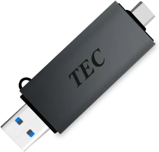 کارت خوان TEC دو در یک USB C/USB 3.2 برای کارت های حافظه Micro SD و SD با خروجی دوگانه USB. سازگار با آیفون 15 پرو مکس، مک بوک پرو، کروم بوک، گلکسی - ایده آل برای افراد خلاق