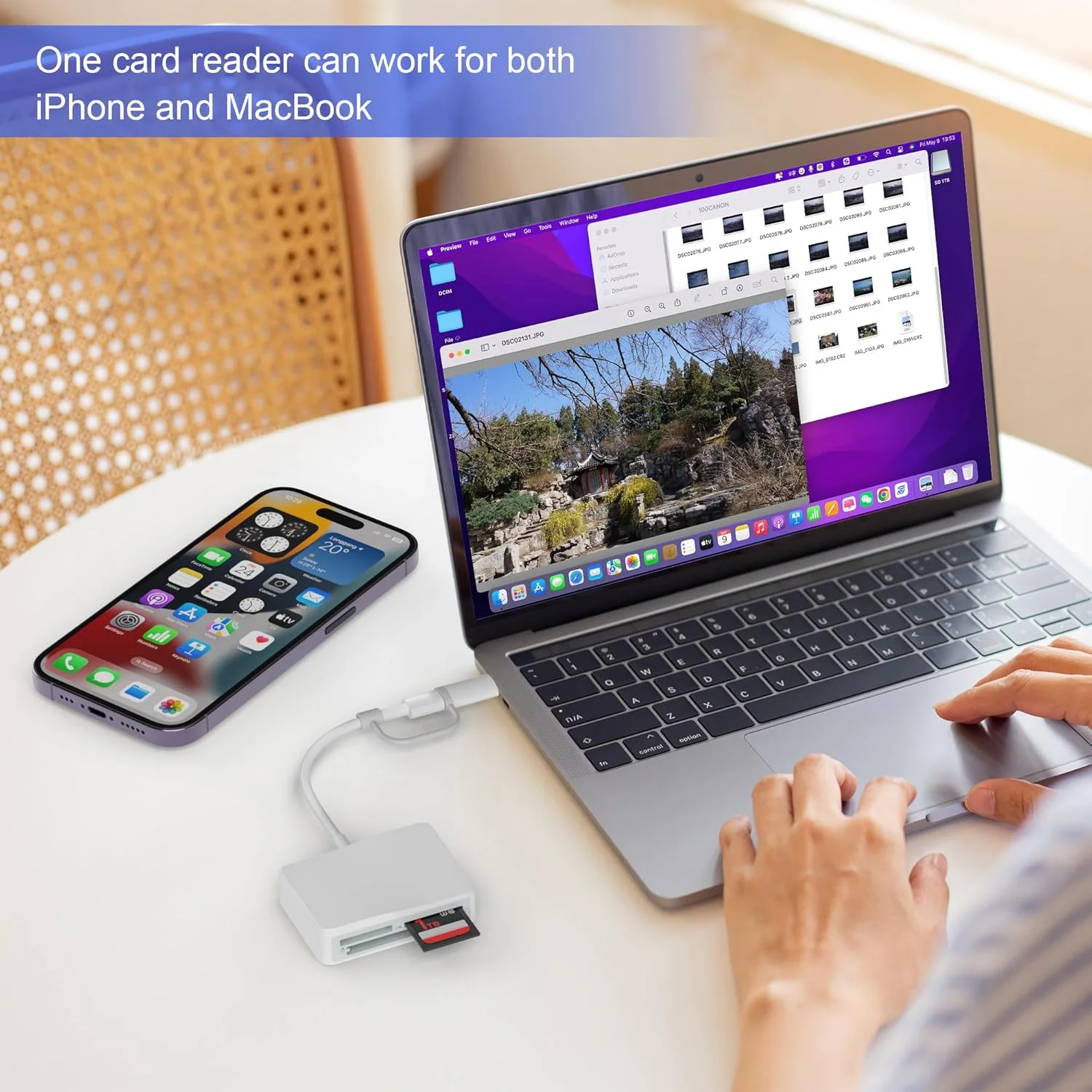 کارت خوان SD برای آیفون، آداپتور کارت خوان حافظه 4 در 1 USB C و لایتنینگ به CF/SD/MS/TF برای آداپتور دوربین تریل گیم برای آیپد مک بوک، بدون نیاز به نصب برنامه