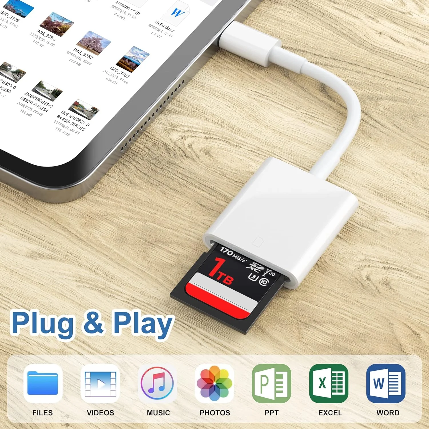 کارت خوان USB C به SD، آداپتور کارت SD با سرعت بالا USB 3.0 برای آیفون 15/16 پرو مکس آیپد پرو، نمایشگر دوربین بازی تریل برای مک بوک پرو/ایر iMac M1 M2 M3، تلفن/تبلت اندروید گلکسی S24 (سفید)