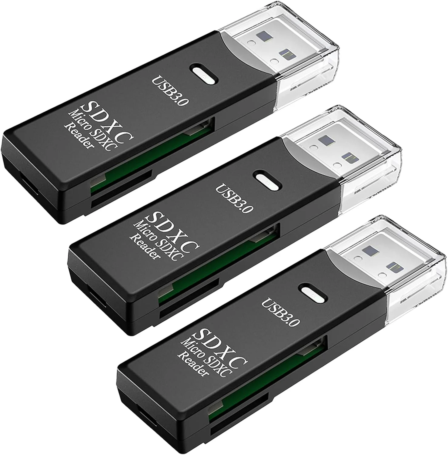 کارت خوان میکرو SD با USB3.0، آداپتور کارت خوان SD به USB با سرعت 5 گیگابیت بر ثانیه، کارت خوان حافظه Wansurs برای کارت های SDXC، SDHC، MMC، RS-MMC، Micro SDXC، Micro SD، Micro SDHC و UHS-I (بسته 3 عددی مشکی)