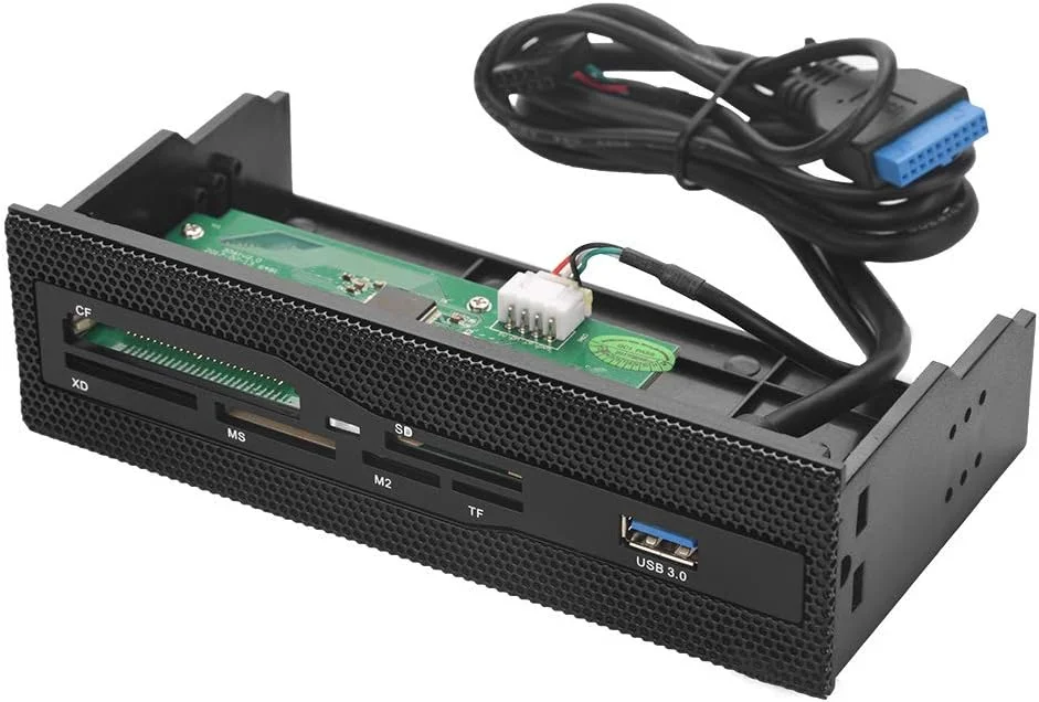 پنل جلویی کامپیوتر USB 2.0 کارت خوان داخلی کامپیوتر داشبورد کامپیوتر مناسب برای جایگاه درایو 5.25 اینچی، پشتیبانی از کارت M2، MS، XD، CF، TF