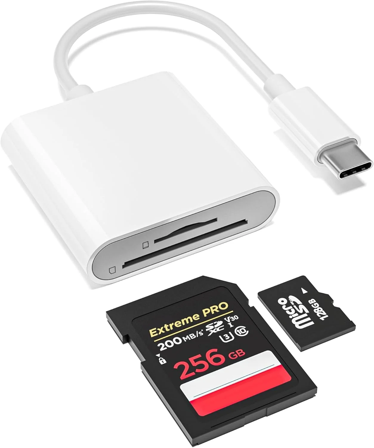 کارت خوان USB-C برای کارت های SD، دو اسلات برای کارت های SD/MicroSD، آداپتور کارت SD نوع C سازگار با آیفون، پد، لپ تاپ، نمایشگر دوربین تریل کارت حافظه، اتصال و پخش