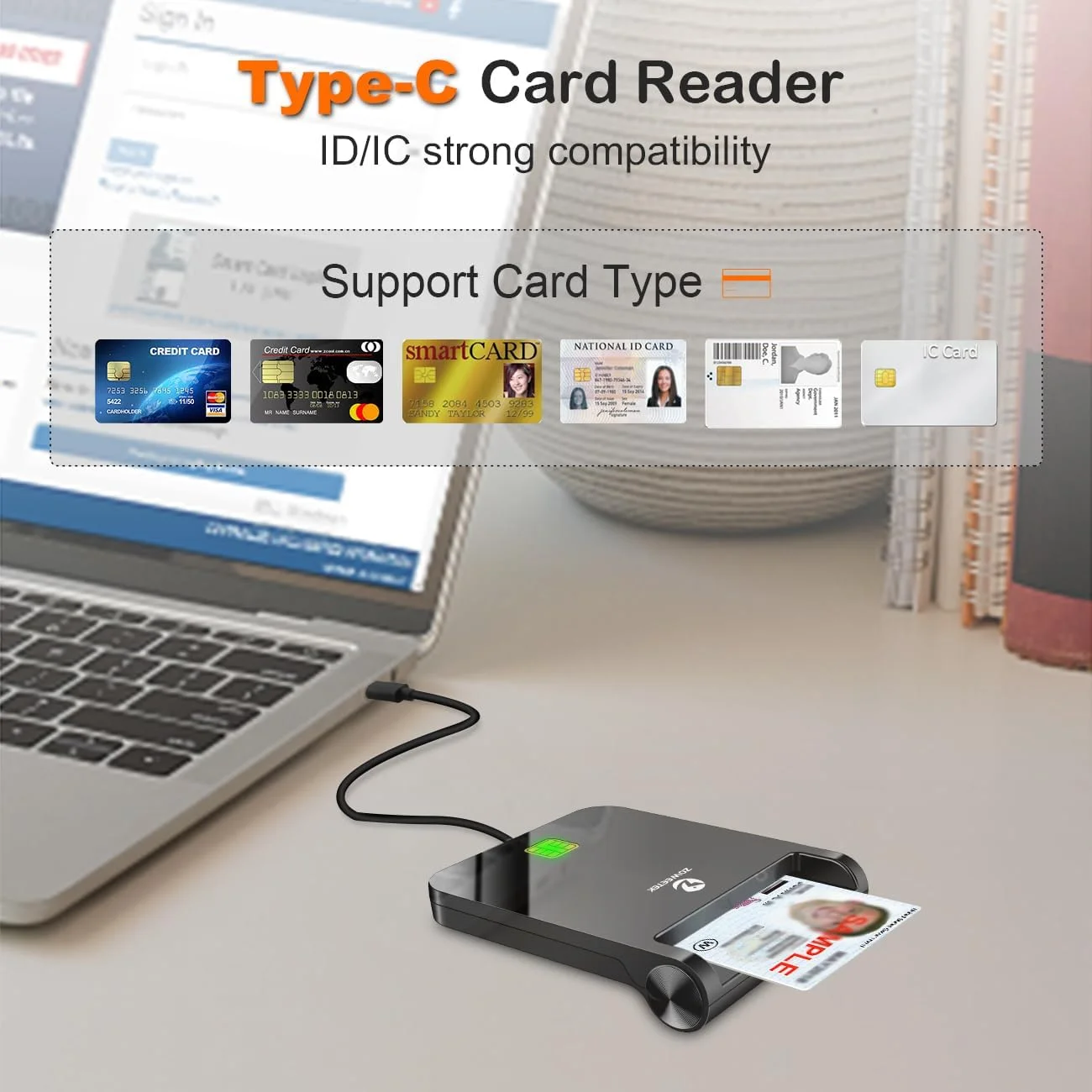 کارتخوان هوشمند ZOWEETEK CAC USB C، کارتخوان کارت CAC نظامی، کارت CAC دسترسی مشترک USB DOD نظامی، سازگار با ویندوز 10/11، مک OS 10.15 و لینوکس (Type C) کارتخوان هوشمند ZOWEETEK CAC USB C، کارتخوان کارت CAC نظامی، کارت CAC دسترسی مشترک USB DOD نظامی، سازگار با ویندوز 10/11، مک OS 10.15 و لینوکس (Type C)
