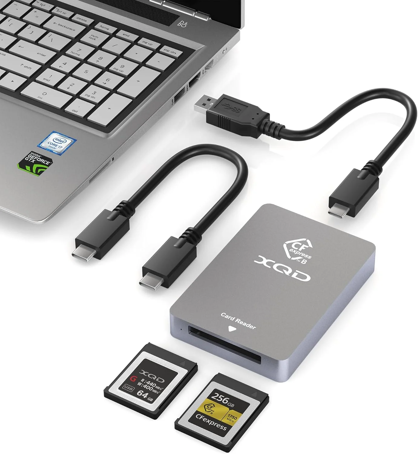 کارت خوان دو منظوره XQD و CFexpress Type B - USB 3.2 10Gbps کارت خوان حافظه CFexpress Type B برای کارت CF Express Type B، کارت USB Mark XQD سری G/M و کارت Mark XQD Lexar 2933x/1400x