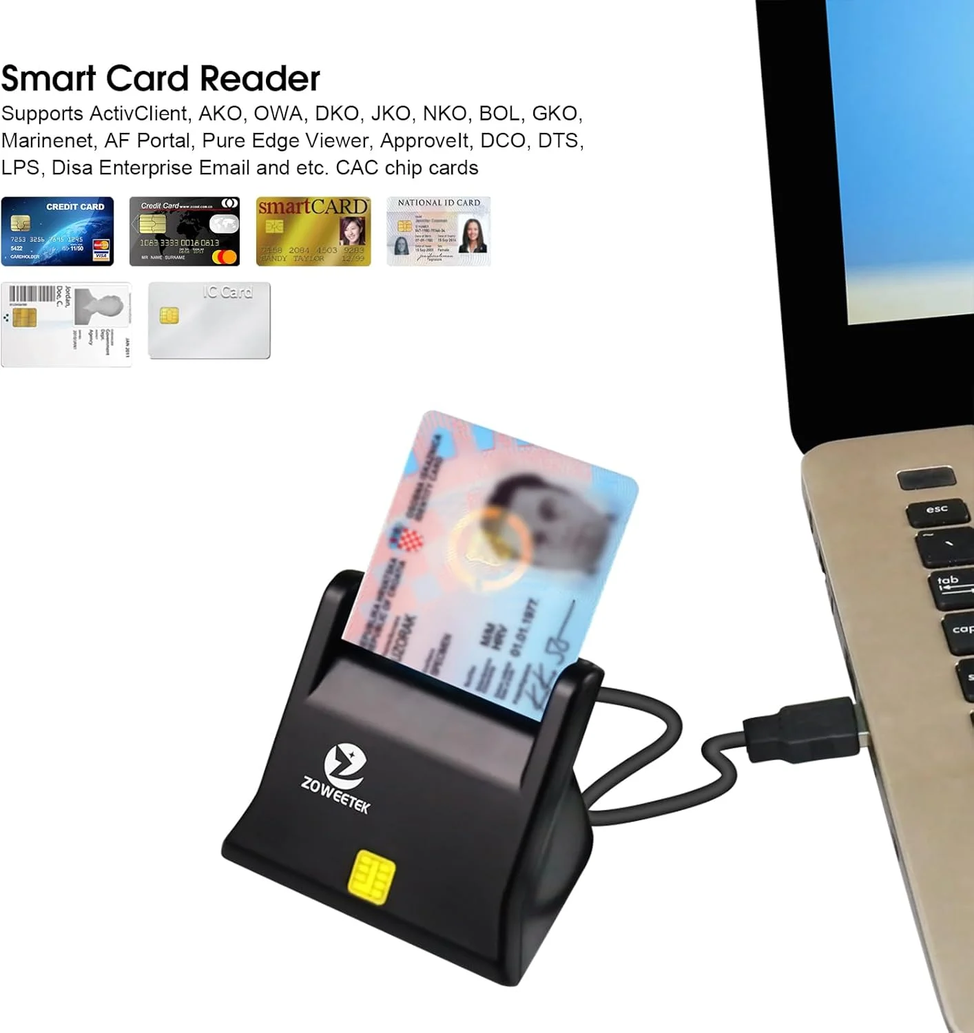 کارت خوان هوشمند ZOWEETEK CAC، کارت خوان CAC نظامی، کارت خوان کارت هوشمند USB دسترسی مشترک DOD نظامی، سازگار با ویندوز، سیستم عامل مک و لینوکس کارت خوان هوشمند ZOWEETEK CAC، کارت خوان CAC نظامی، کارت خوان کارت هوشمند USB دسترسی مشترک DOD نظامی، سازگار با ویندوز، سیستم عامل مک و لینوکس