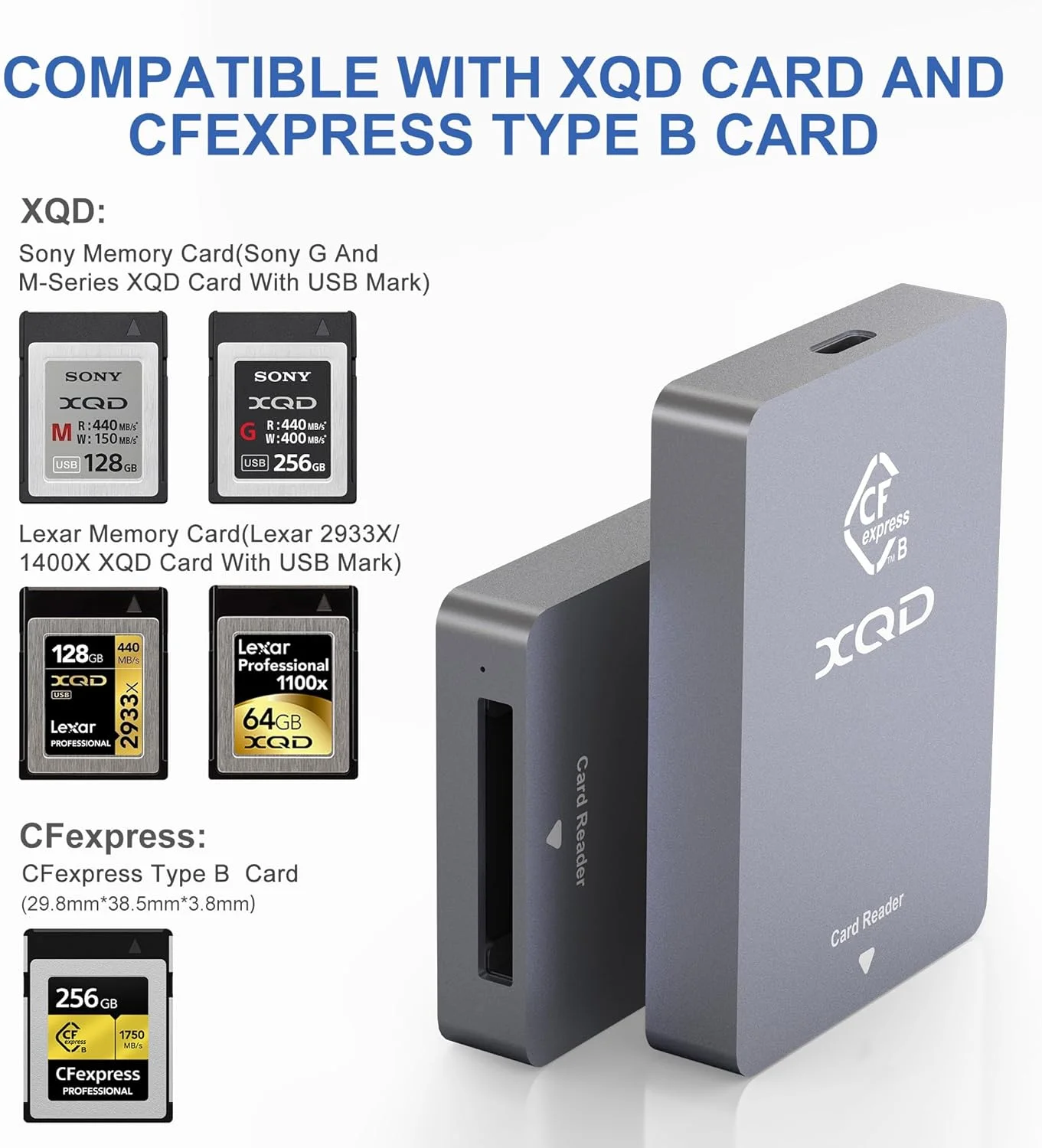 کارت خوان دو منظوره XQD و CFexpress Type B - USB 3.2 10Gbps کارت خوان حافظه CFexpress Type B برای کارت CF Express Type B، کارت USB Mark XQD سری G/M و کارت Mark XQD Lexar 2933x/1400x کارت خوان دو منظوره XQD و CFexpress Type B - USB 3.2 10Gbps کارت خوان حافظه CFexpress Type B برای کارت CF Express Type B، کارت USB Mark XQD سری G/M و کارت Mark XQD Lexar 2933x/1400x