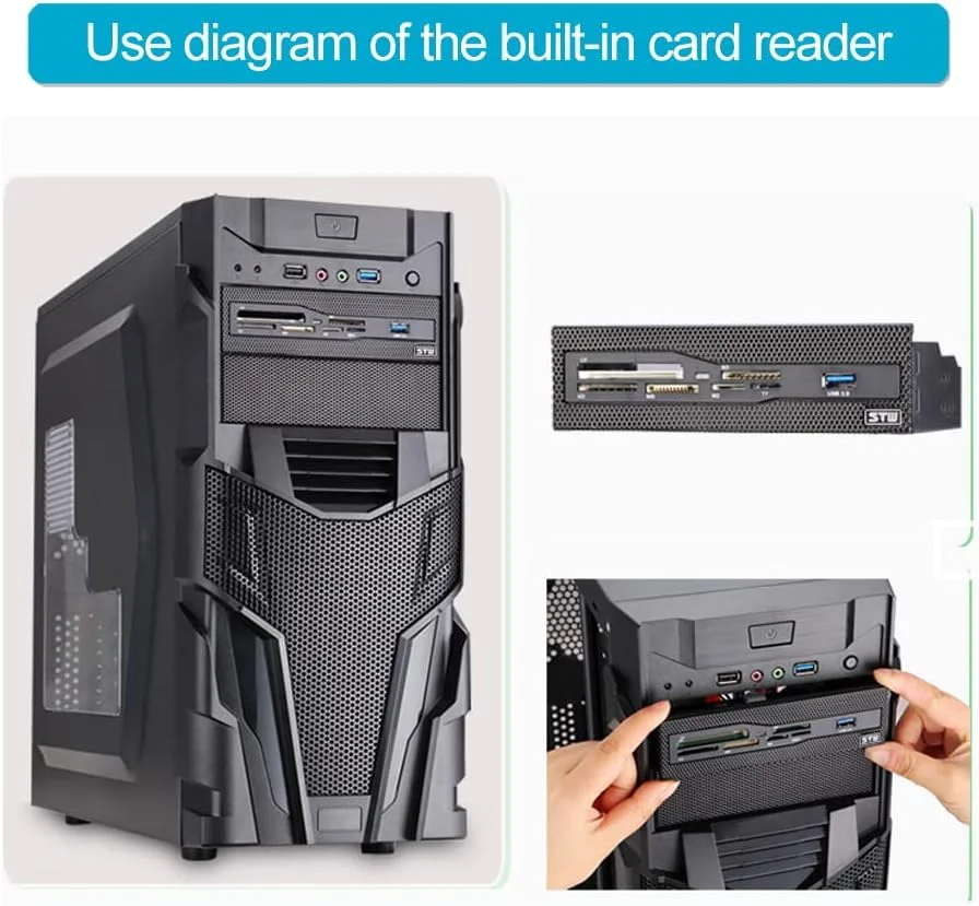 پنل جلویی کامپیوتر USB 2.0 کارت خوان داخلی کامپیوتر داشبورد کامپیوتر مناسب برای جایگاه درایو 5.25 اینچی، پشتیبانی از کارت M2، MS، XD، CF، TF