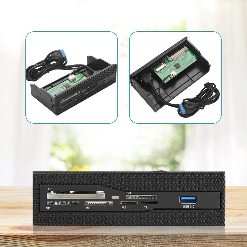 پنل جلویی کامپیوتر USB 2.0 کارت خوان داخلی کامپیوتر داشبورد کامپیوتر مناسب برای جایگاه درایو 5.25 اینچی، پشتیبانی از کارت M2، MS، XD، CF، TF