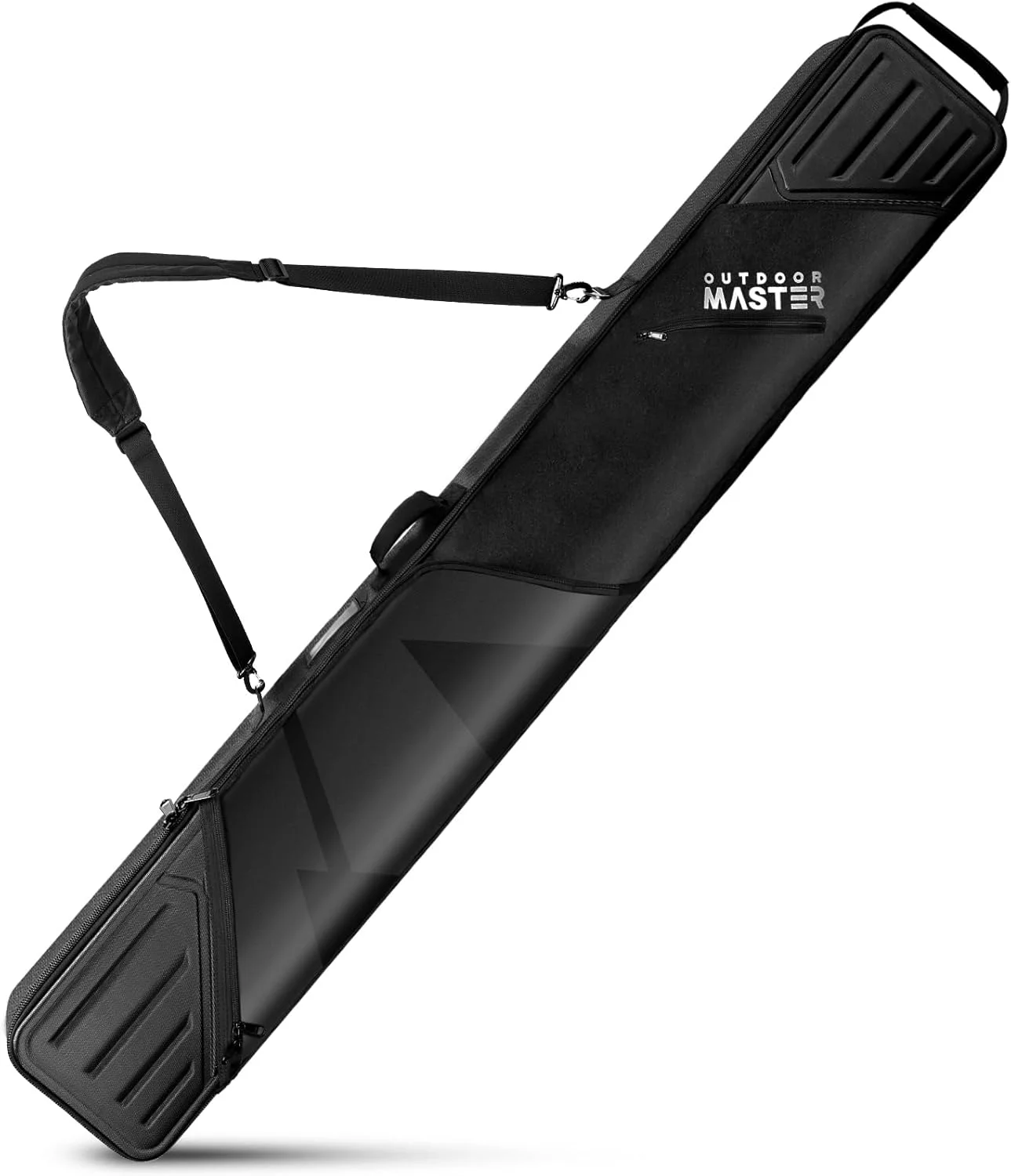 کیف اسکی OutdoorMaster با انتهای سخت ABS، کیف های مسافرتی اسکی، کیف اسکی با جیب و بند شانه قابل جدا شدن - مناسب برای بردهای اسکی تا 185 سانتی متر، مشکی، کیف اسکی با انتهای سخت