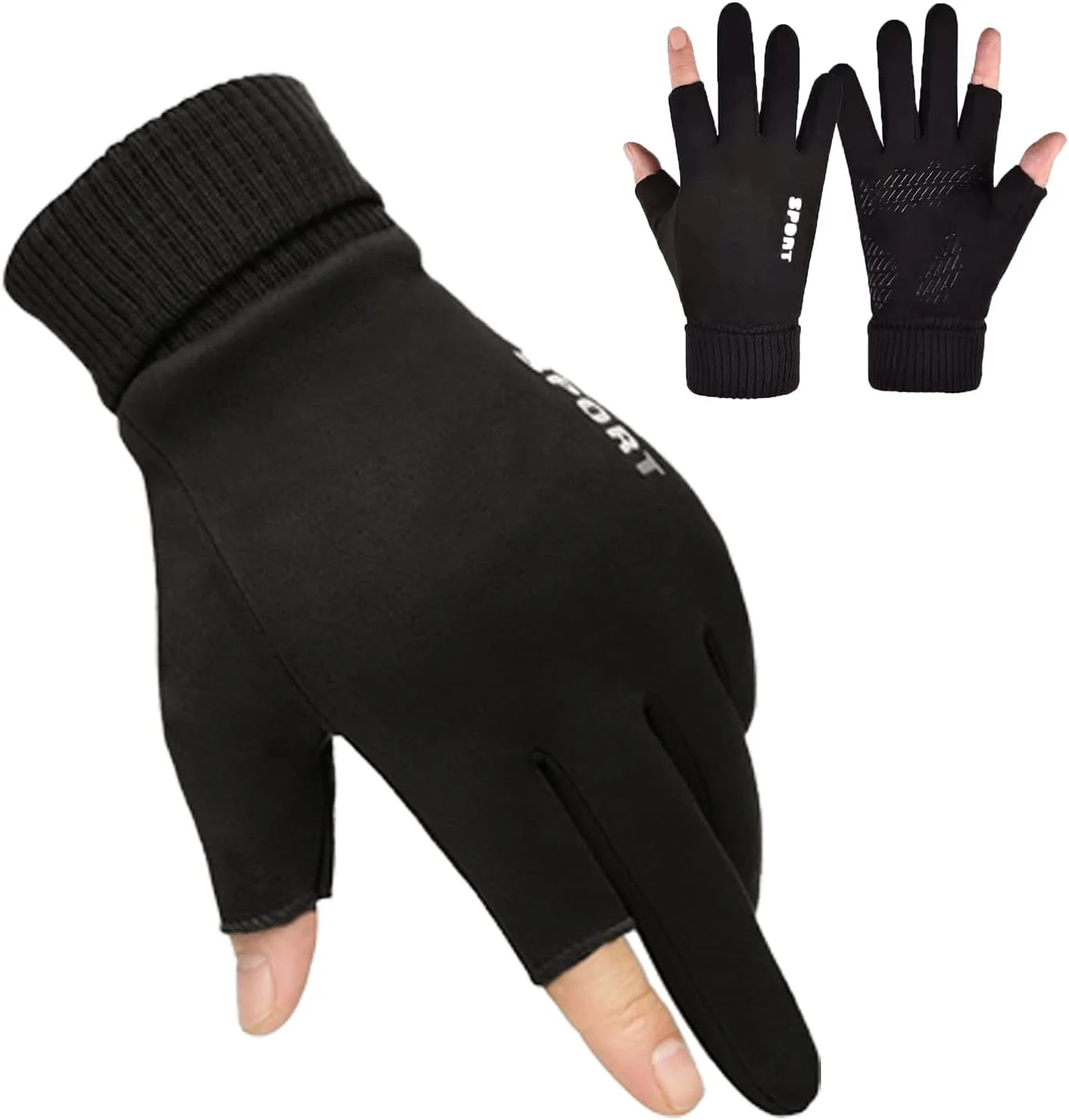 دستکش های ورزشی ضد آب برای دویدن، دستکش های سبک وزن، گرم و ضد لغزش، دستکش های داخلی صفحه لمسی با سرآستین کشسان - مناسب برای دوچرخه سواری، ورزش، اسکی و هوای سرد