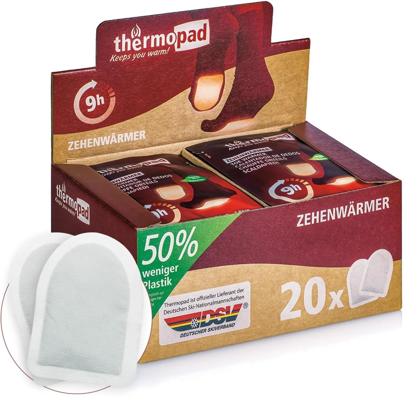 گرم کننده انگشت پا ترموپد – محصول اورجینال: 20 جفت پد گرمایشی برای 9 ساعت گرما | گرم کننده پا فوری | گرم کننده پا فوق العاده - ایده آل برای فعالیت های فضای باز و کفش های اسکی | پد گرم کننده پا