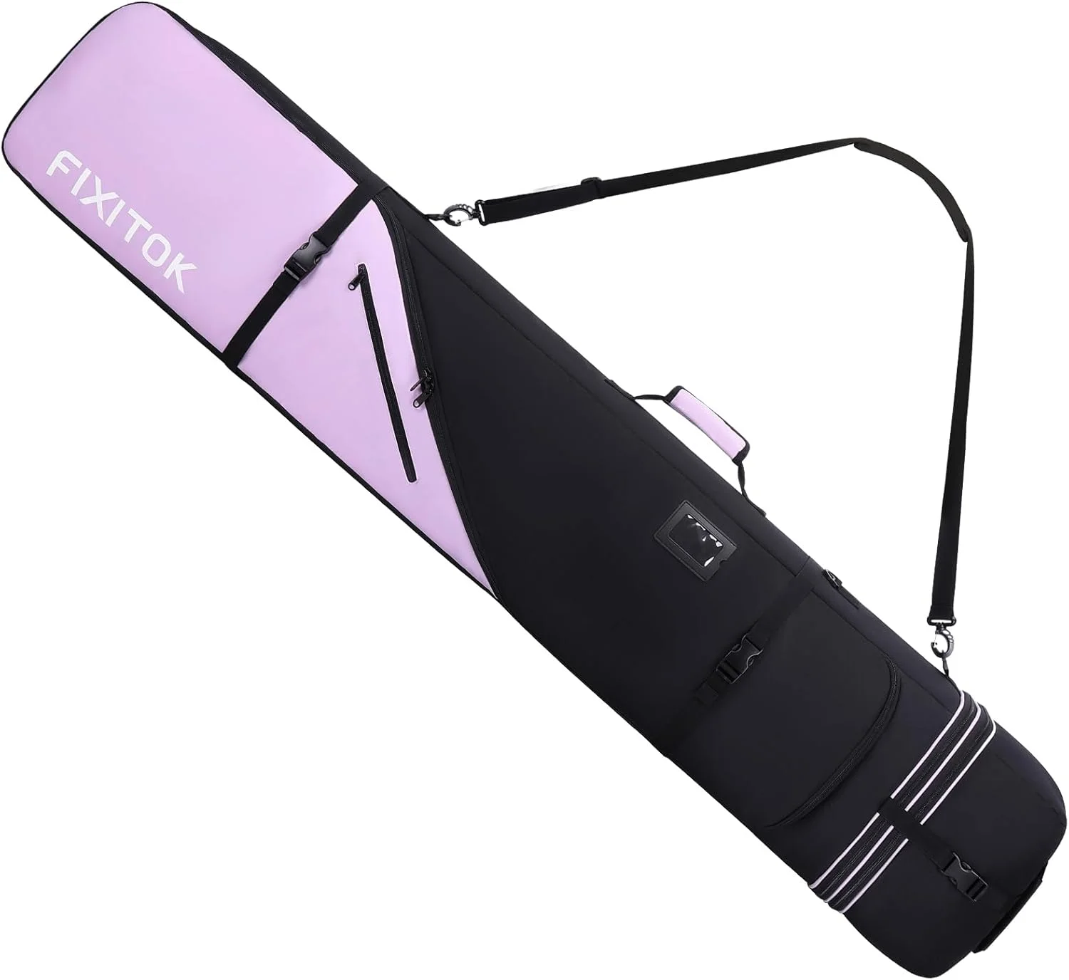 کیف اسنوبرد و اسکی مناسب حمل و نقل هوایی، کیف اسنوبرد ضد آب با لایه گذاری کامل برای تخته، چکمه، لباس، کلاه ایمنی و تجهیزات، کیف اسکی با طول قابل تنظیم (157 سانتی متر - 181 سانتی متر)