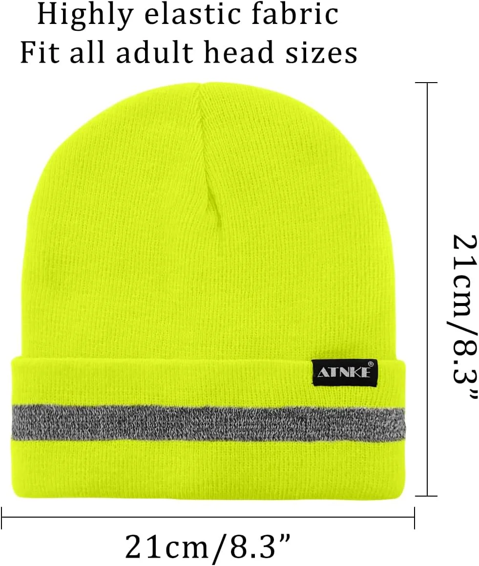 کلاه بافتنی حرارتی ایمنی بازتابنده ATNKE با دید بالا برای زمستان با نوار بازتابنده مناسب برای ورزش های کاری در فضای باز