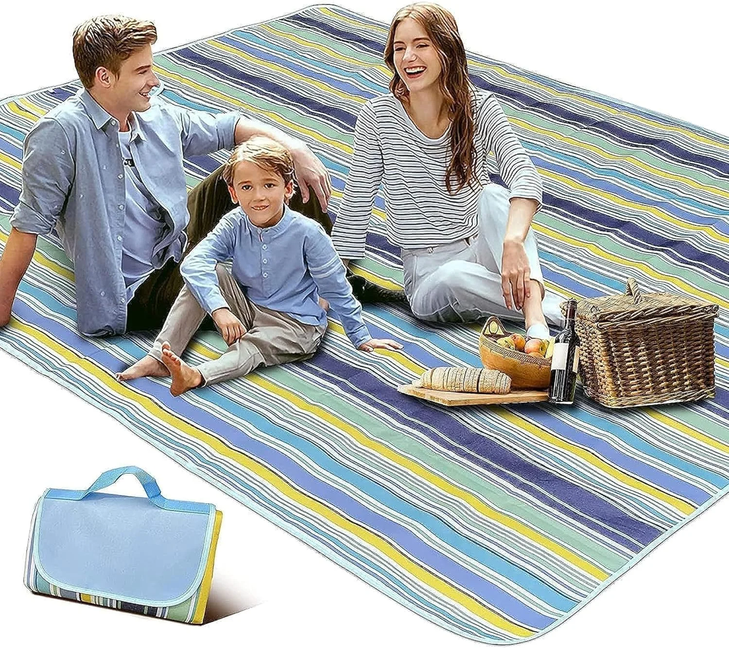 زیرانداز تاشو پیک نیک ضد آب، زیرانداز ساحلی ضد آب، زیرانداز پیک نیک قابل حمل، زیرانداز ساحلی قابل حمل برای کمپینگ در فضای باز، پارک خانوادگی، باغ، آبی