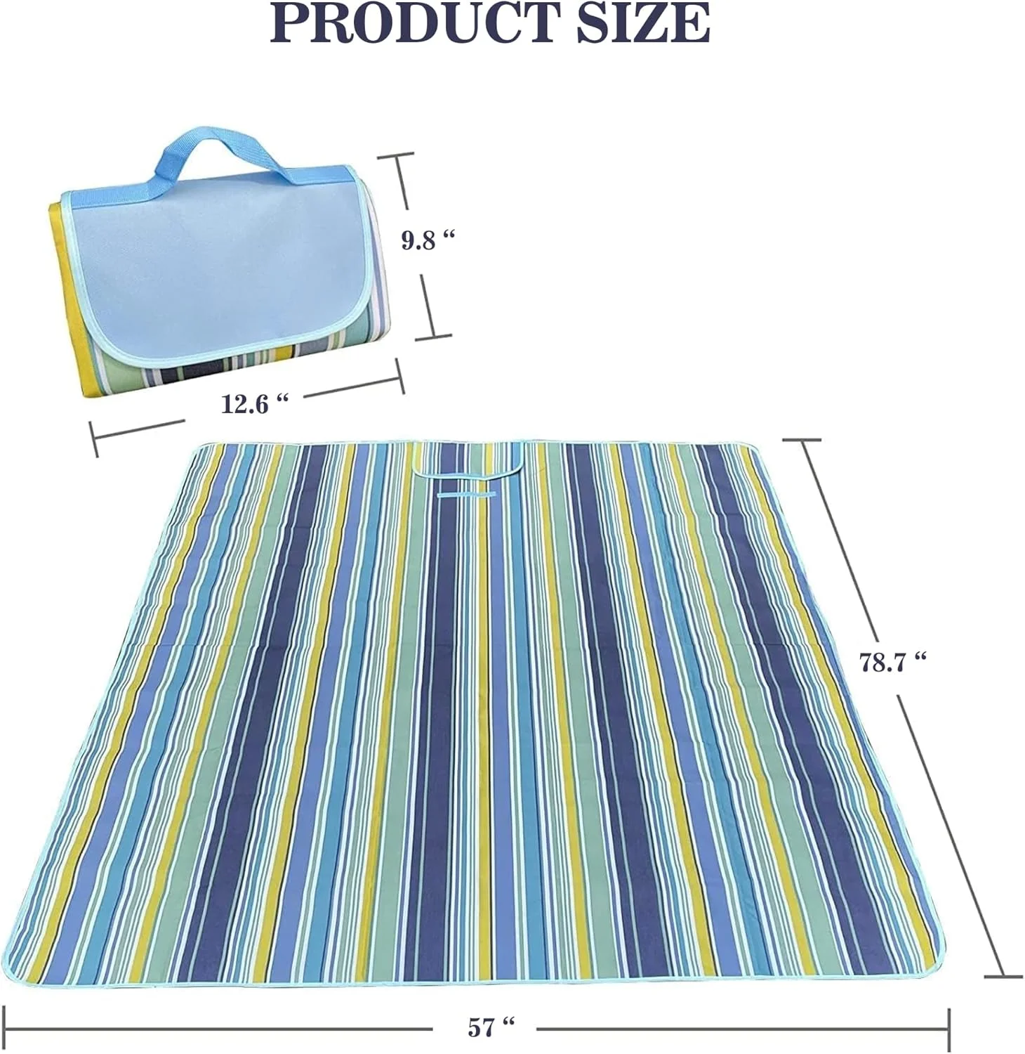 زیرانداز تاشو پیک نیک ضد آب، زیرانداز ساحلی ضد آب، زیرانداز پیک نیک قابل حمل، زیرانداز ساحلی قابل حمل برای کمپینگ در فضای باز، پارک خانوادگی، باغ، آبی
