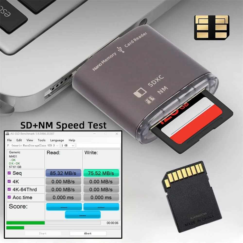 آداپتور کارت خوان USB 3.0 به کارت حافظه NM Nano و کارت SD مدل Xiwai با پورت دوگانه برای گوشی های سری Mate، دوربین و لپ تاپ