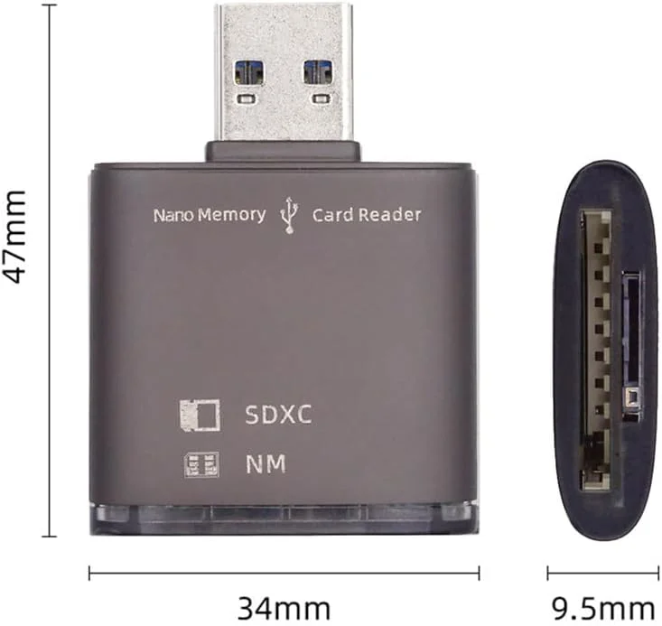 آداپتور کارت خوان USB 3.0 به کارت حافظه NM Nano و کارت SD مدل Xiwai با پورت دوگانه برای گوشی های سری Mate، دوربین و لپ تاپ