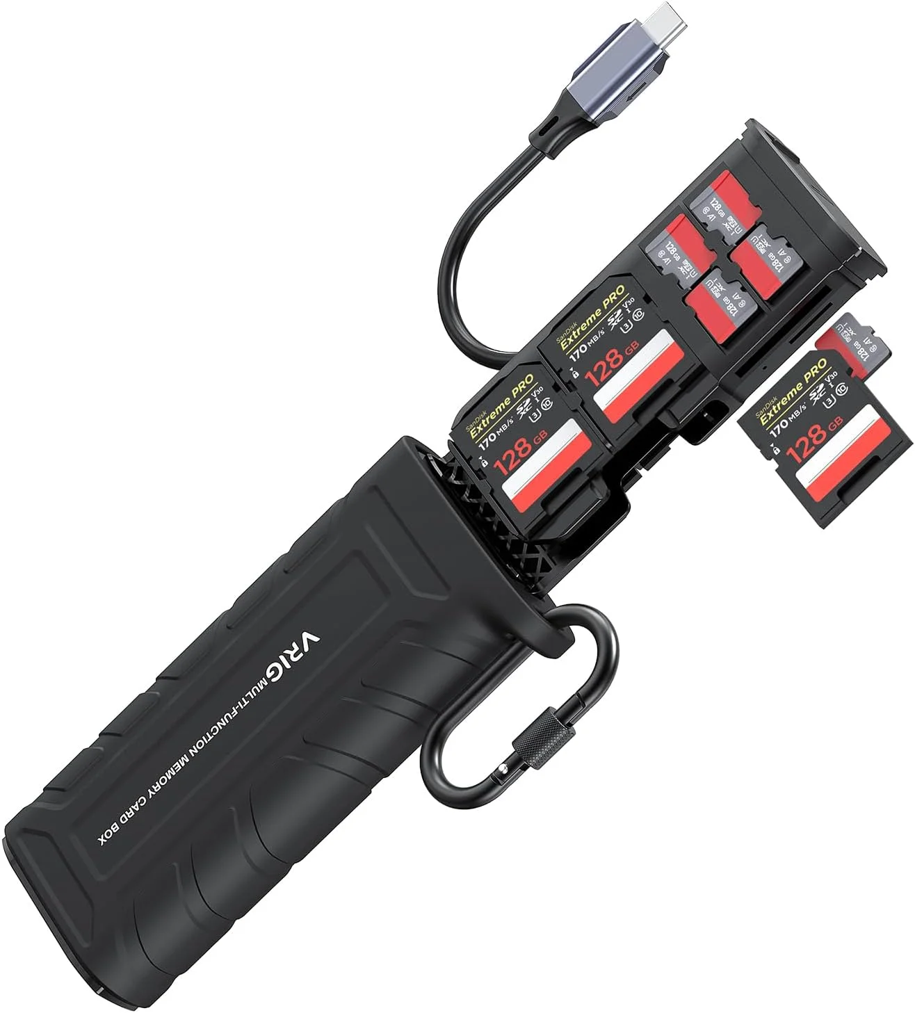 کارت خوان پرسرعت VRIG SD USB 3.1 Type-C با محفظه نگهدارنده کارت SD/TF برای دوربین ها، تلفن های هوشمند، پهپادها و دوربین های اکشن کارت خوان پرسرعت VRIG SD USB 3.1 Type-C با محفظه نگهدارنده کارت SD/TF برای دوربین ها، تلفن های هوشمند، پهپادها و دوربین های اکشن