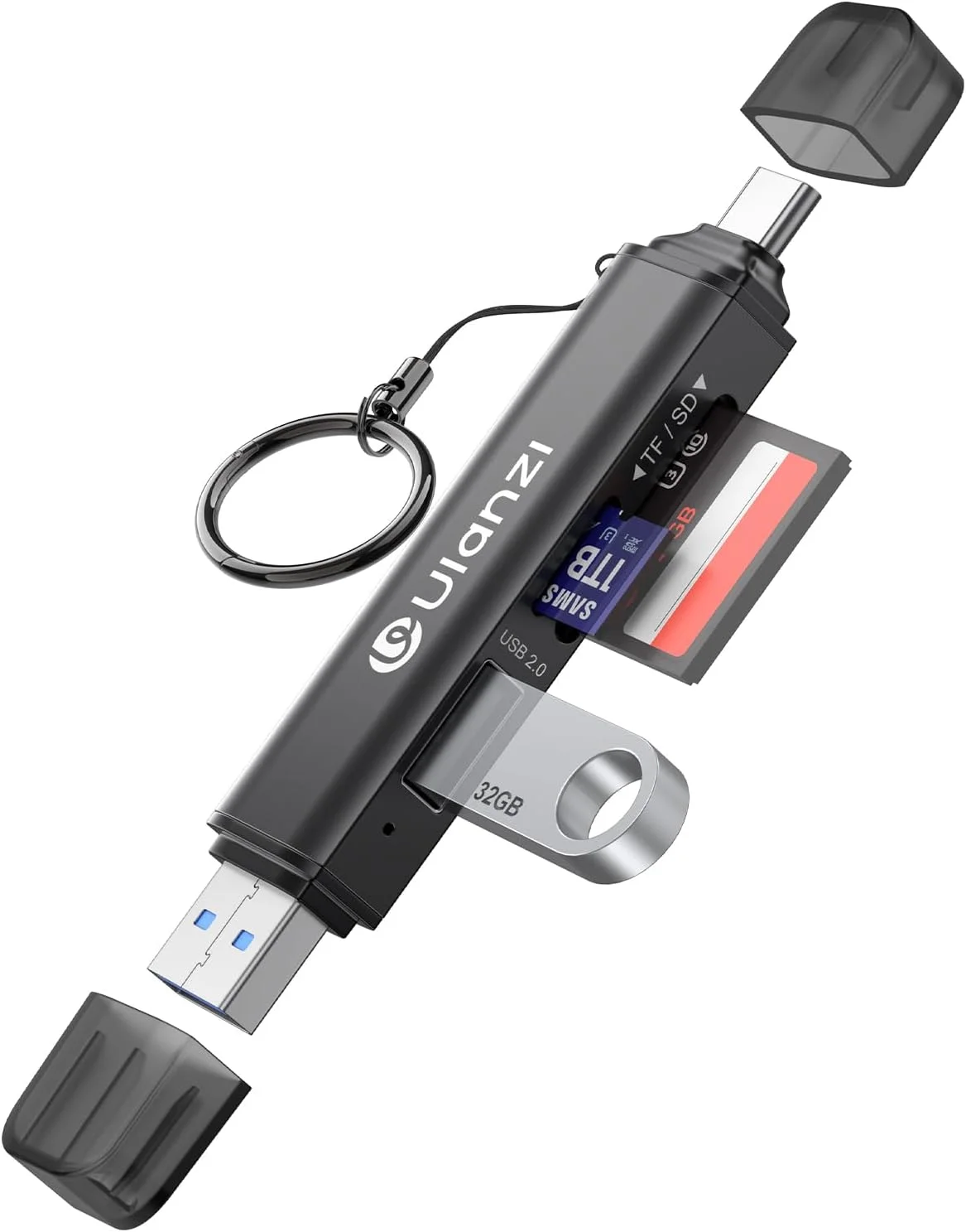 کارت خوان سه کاره ULANZI CR1، SD/TF/USB، USB 3.1 سرعت بالا 170MB/s، سه درگاه همزمان، USB-C/A دوگانه، پورت مناسب با قاب، دارای گیره کارابین برای تلفن/تبلت/مک/کامپیوتر/اندروید/عکاس کارت خوان سه کاره ULANZI CR1، SD/TF/USB، USB 3.1 سرعت بالا 170MB/s، سه درگاه همزمان، USB-C/A دوگانه، پورت مناسب با قاب، دارای گیره کارابین برای تلفن/تبلت/مک/کامپیوتر/اندروید/عکاس