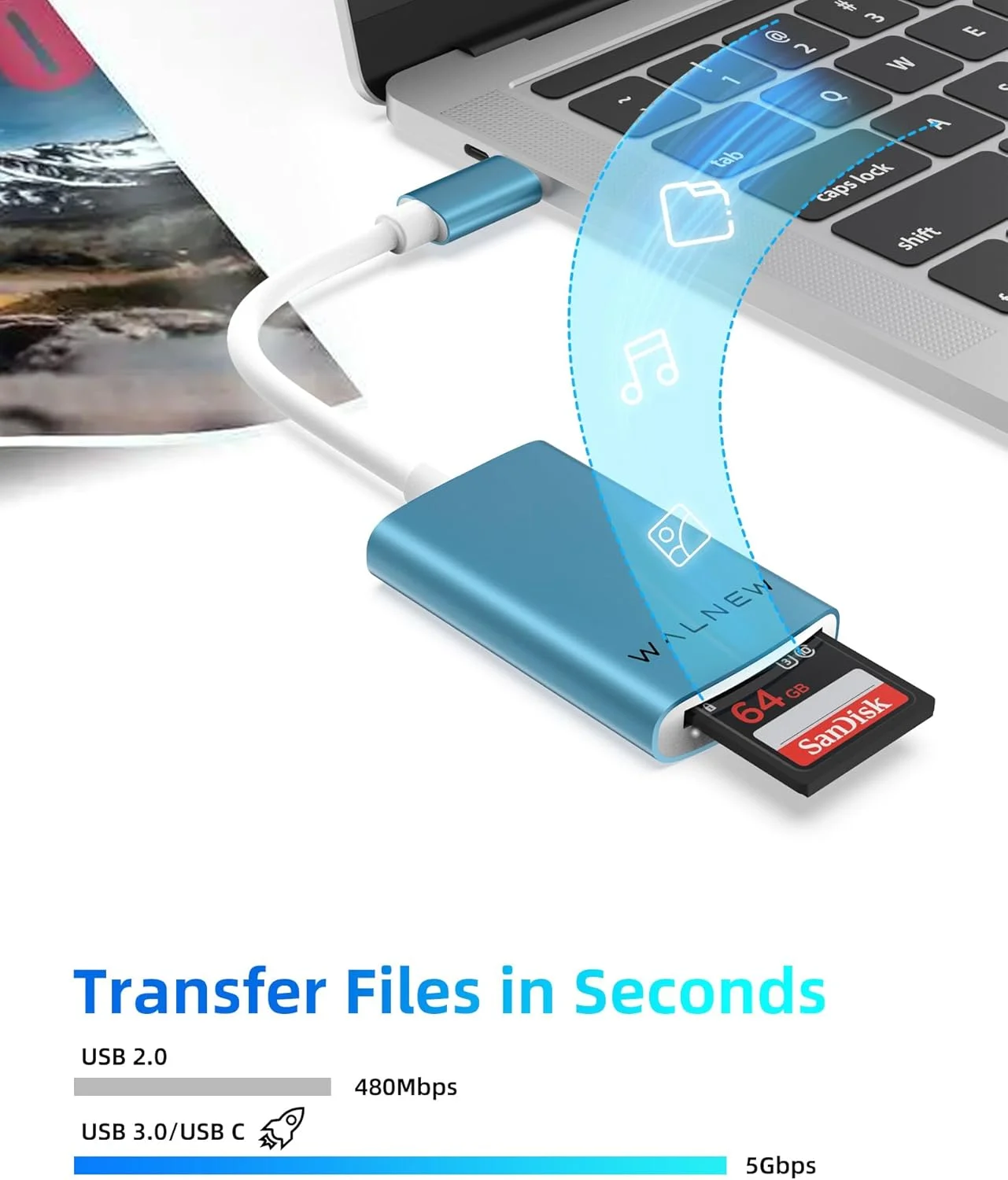 کارت خوان حافظه میکرو اس دی USB C والنیو با دو درگاه، کارت خوان حافظه USB 3.0 برای مک او اس، ویندوز، اندروید روی کامپیوتر، آیفون 15، آیپد و مک بوک، پشتیبانی از کارت های SD/SDXC/SDHC/TF/Micro SDHC/UHS-I (آبی) کارت خوان حافظه میکرو اس دی USB C والنیو با دو درگاه، کارت خوان حافظه USB 3.0 برای مک او اس، ویندوز، اندروید روی کامپیوتر، آیفون 15، آیپد و مک بوک، پشتیبانی از کارت های SD/SDXC/SDHC/TF/Micro SDHC/UHS-I (آبی)