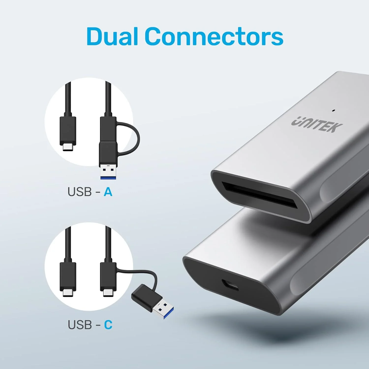 کارت خوان CFast یونیتک، کارت خوان USB 3.0 USB C CFast 2.0، آداپتور کارت حافظه CFast آلومینیومی قابل حمل، اتصال پورت Thunderbolt 3 پشتیبانی شده، سازگار با کارت های SanDisk، Lexar، Transcend، Sony