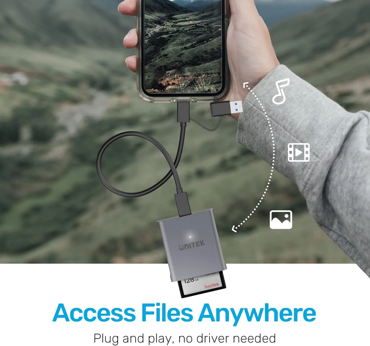 کارت خوان CFast یونیتک، کارت خوان USB 3.0 USB C CFast 2.0، آداپتور کارت حافظه CFast آلومینیومی قابل حمل، اتصال پورت Thunderbolt 3 پشتیبانی شده، سازگار با کارت های SanDisk، Lexar، Transcend، Sony