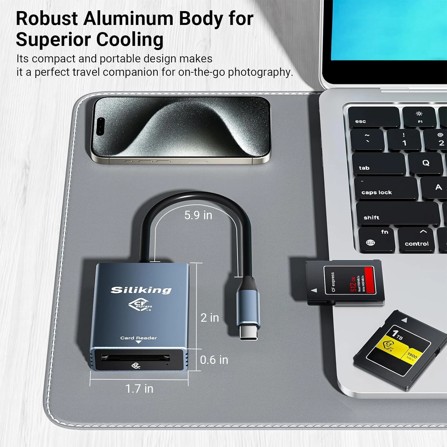 کارت خوان فوق سریع CFexpress Type B | USB 3.1 Gen2 با سرعت 10 گیگابیت بر ثانیه | سازگاری جهانی برای کارت های CF، XQD، CF Express | اتصال آسان با USB-C & A | طراحی جمع و جور و قابل حمل برای عکاسان کارت خوان فوق سریع CFexpress Type B | USB 3.1 Gen2 با سرعت 10 گیگابیت بر ثانیه | سازگاری جهانی برای کارت های CF، XQD، CF Express | اتصال آسان با USB-C & A | طراحی جمع و جور و قابل حمل برای عکاسان