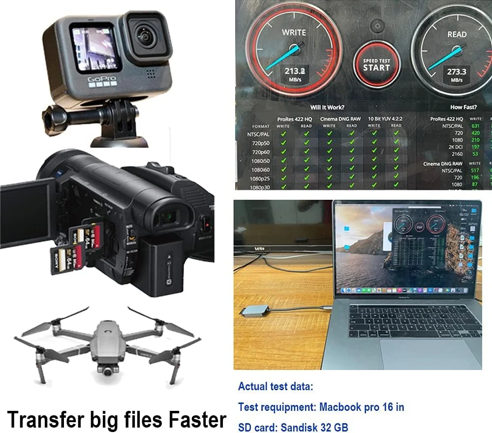 کارت خوان پرسرعت UHS-II، کارت خوان حافظه USB C SD 4.0، برای کارت های SDXC، SDHC، SD، MMC، Micro SDXC، Micro SD، Micro SDHC، کارت های UHS-II UHS-I، سازگار با MacBook Pro، iPad Pro Samsung S21 کارت خوان پرسرعت UHS-II، کارت خوان حافظه USB C SD 4.0، برای کارت های SDXC، SDHC، SD، MMC، Micro SDXC، Micro SD، Micro SDHC، کارت های UHS-II UHS-I، سازگار با MacBook Pro، iPad Pro Samsung S21