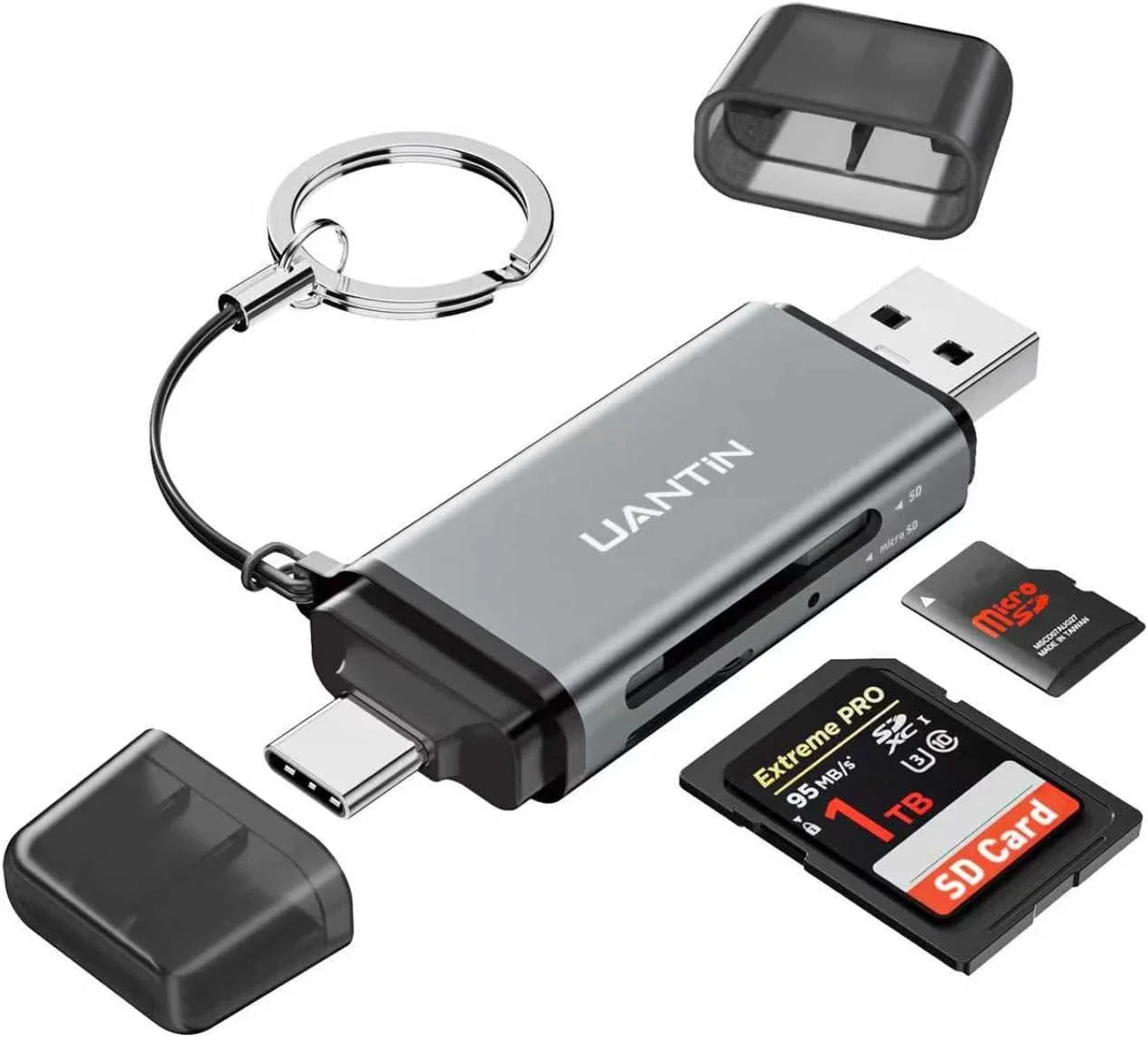 کارت خوان SD USB C، کارت خوان حافظه دو اسلاته پرسرعت، آداپتور USB 3.0 به کارت Micro SD برای SD/MicroSD/SDHC/SDXC/MMC، سازگار با آیفون 16، مک بوک پرو/ایر، آیپد پرو، گلکسی - خاکستری کارت خوان SD USB C، کارت خوان حافظه دو اسلاته پرسرعت، آداپتور USB 3.0 به کارت Micro SD برای SD/MicroSD/SDHC/SDXC/MMC، سازگار با آیفون 16، مک بوک پرو/ایر، آیپد پرو، گلکسی - خاکستری