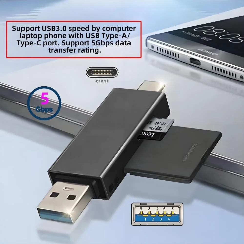 کارت خوان Xiwai Type-C و USB 3.0 برای کارت های SD و TF (T-Flash) مناسب تبلت، دوربین، لپ تاپ و گوشی های سری Mate