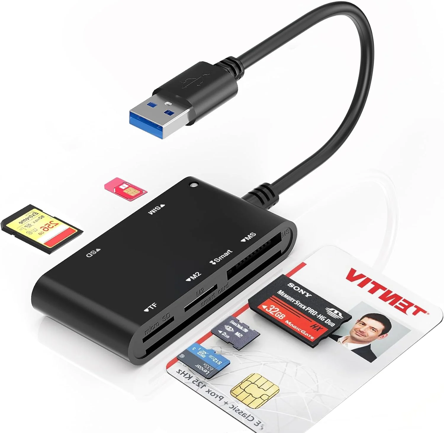 آداپتور کارت SIM برای کامپیوتر - کارت خوان هوشمند 7 در 1 CAC نظامی، کارت خوان MS Pro Duo/SD/TF/M2/ID/IC/PIV/SIM، آداپتور Memory Stick Pro Duo کارت خوان SIM برای کامپیوتر، PC، ویندوز، لینوکس، MacOS آداپتور کارت SIM برای کامپیوتر - کارت خوان هوشمند 7 در 1 CAC نظامی، کارت خوان MS Pro Duo/SD/TF/M2/ID/IC/PIV/SIM، آداپتور Memory Stick Pro Duo کارت خوان SIM برای کامپیوتر، PC، ویندوز، لینوکس، MacOS