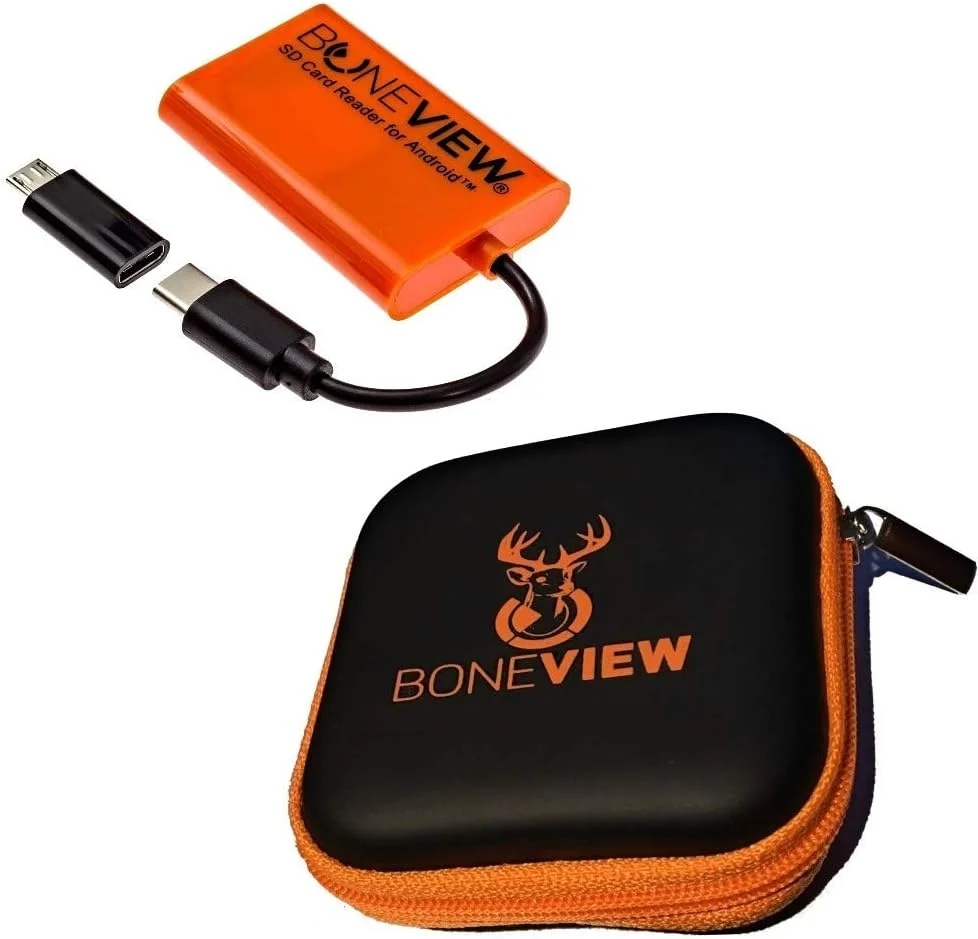 کارت خوان SD برای اندروید - نمایشگر دوربین تله ای USB Type C، لوازم جانبی شکار برای خواندن تراشه حافظه دوربین های بازی روی تلفن های هوشمند سامسونگ گلکسی، گوگل پیکسل، موتورولا دروید، شامل کیف زیپ دار