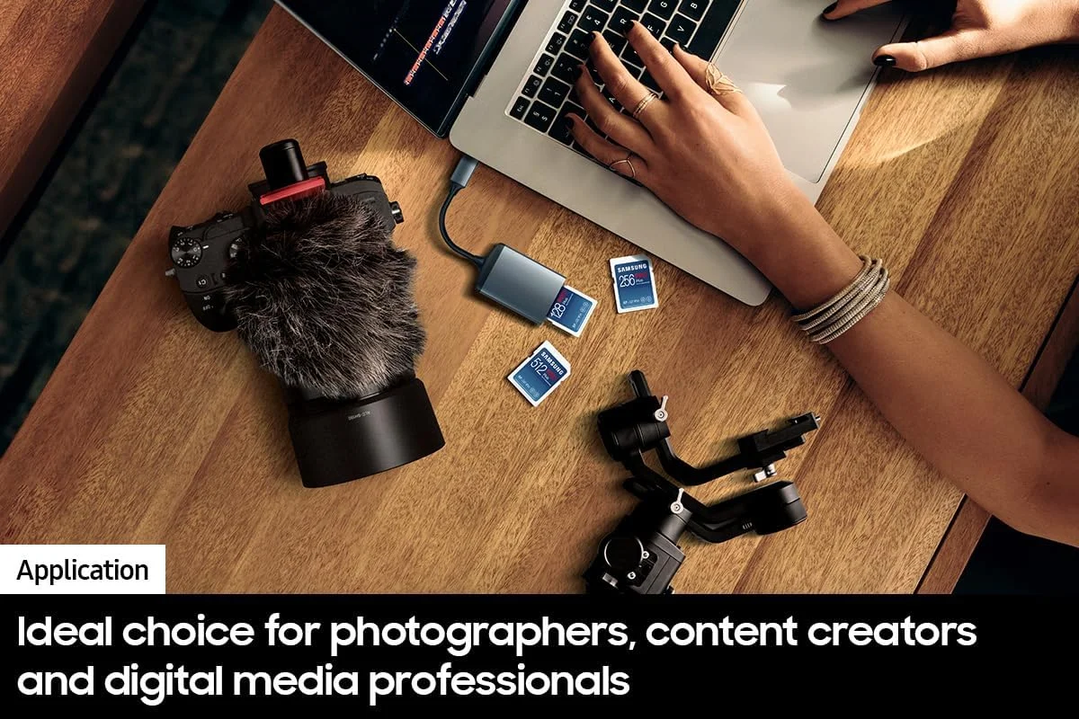 کارت حافظه SDXC سامسونگ PRO Plus با ظرفیت 512 گیگابایت به همراه کارت خوان، سرعت خواندن/نوشتن تا 180 مگابایت بر ثانیه، Full HD & 4K UHD، UHS-I، C10، U3، V30 برای دوربین های DSLR و بدون آینه، کامپیوترها، MB-SD512SB/AM، 2023