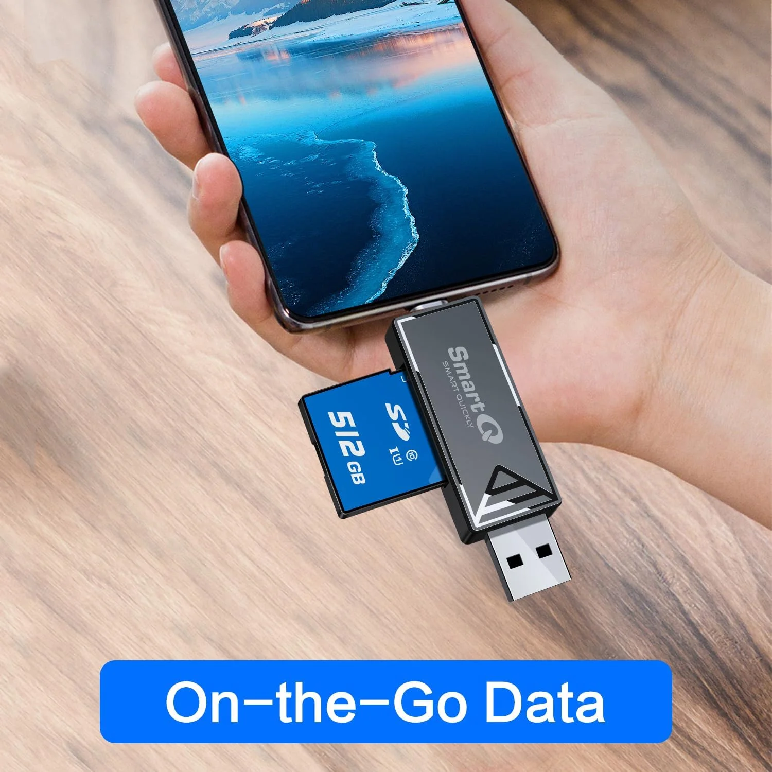 کارت خوان SD، آداپتور کارت خوان حافظه USB 2.0/USB-C دوگانه SmartQ، سازگار با SD/Micro SD/SDHC/SDXC/MMC [کارت شامل نمی شود]، مناسب برای MacBook Pro/Air، iPad Pro.