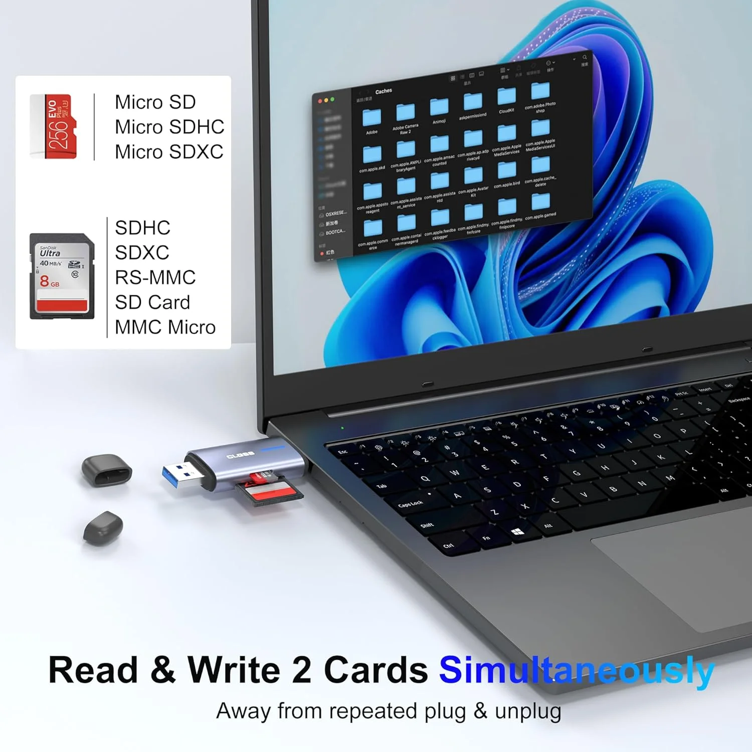 کارت خوان USB 3.0 SD، کارت خوان حافظه دوگانه 2 در 1 Type-C و USB-A با سرعت 5 گیگابیت بر ثانیه برای SD/Micro SD/SDHC/SDXC/MMC/UHS-I، سازگار با آیفون 16/15، مک بوک، آیپد، اندروید، کامپیوتر، لپ تاپ، دوربین کارت خوان USB 3.0 SD، کارت خوان حافظه دوگانه 2 در 1 Type-C و USB-A با سرعت 5 گیگابیت بر ثانیه برای SD/Micro SD/SDHC/SDXC/MMC/UHS-I، سازگار با آیفون 16/15، مک بوک، آیپد، اندروید، کامپیوتر، لپ تاپ، دوربین