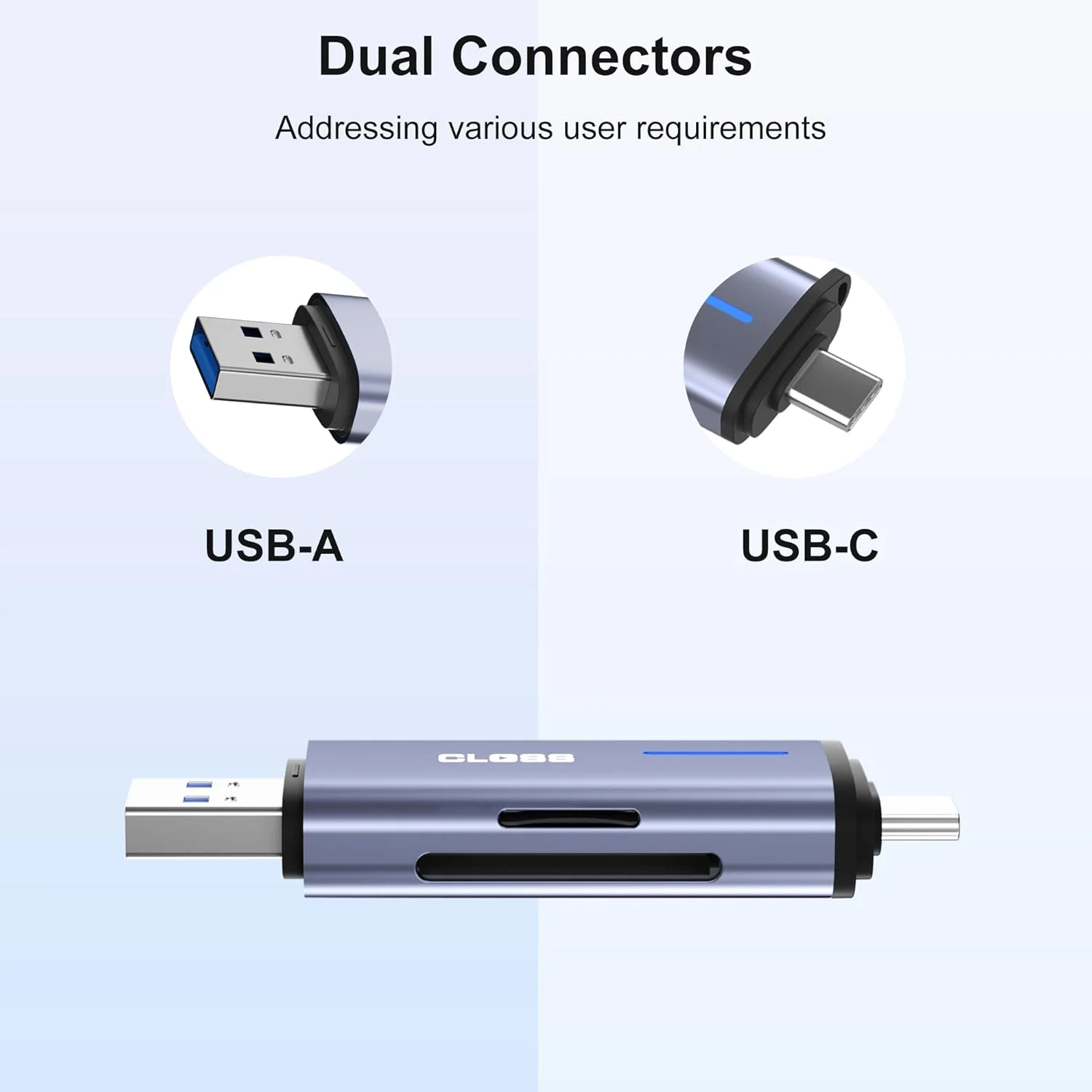 کارت خوان USB 3.0 SD، کارت خوان حافظه دوگانه 2 در 1 Type-C و USB-A با سرعت 5 گیگابیت بر ثانیه برای SD/Micro SD/SDHC/SDXC/MMC/UHS-I، سازگار با آیفون 16/15، مک بوک، آیپد، اندروید، کامپیوتر، لپ تاپ، دوربین کارت خوان USB 3.0 SD، کارت خوان حافظه دوگانه 2 در 1 Type-C و USB-A با سرعت 5 گیگابیت بر ثانیه برای SD/Micro SD/SDHC/SDXC/MMC/UHS-I، سازگار با آیفون 16/15، مک بوک، آیپد، اندروید، کامپیوتر، لپ تاپ، دوربین