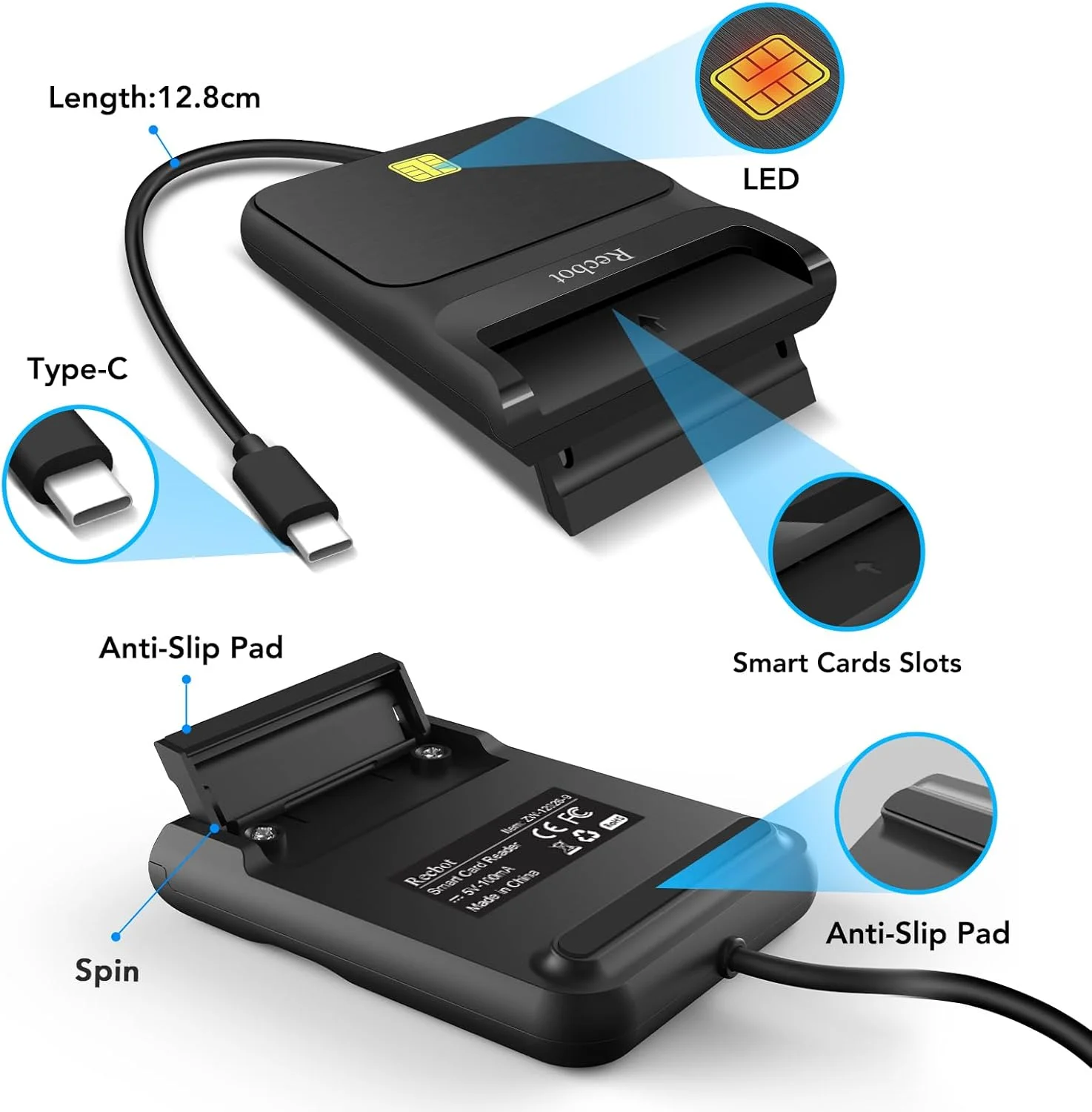 کارتخوان CAC مدل Recbot USB C، کارتخوان نظامی USB C، کارتخوان کارت دسترسی مشترک نظامی DOD USB C، سازگار با ویندوز، مکاواس و لینوکس کارتخوان CAC مدل Recbot USB C، کارتخوان نظامی USB C، کارتخوان کارت دسترسی مشترک نظامی DOD USB C، سازگار با ویندوز، مکاواس و لینوکس