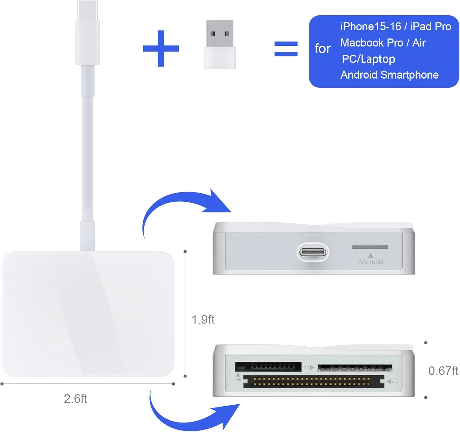 کارت خوان SD، کارت خوان 4 در 1 USB C به SD/TF/CF/MS با آداپتور USB به USB C کارت خوان حافظه برای آیفون 17/16/15 پرو مکس آیپد پرو مک بوک پرو/ایر iMac M4/M3/M2 تلفن/تبلت اندروید کارت خوان SD، کارت خوان 4 در 1 USB C به SD/TF/CF/MS با آداپتور USB به USB C کارت خوان حافظه برای آیفون 17/16/15 پرو مکس آیپد پرو مک بوک پرو/ایر iMac M4/M3/M2 تلفن/تبلت اندروید